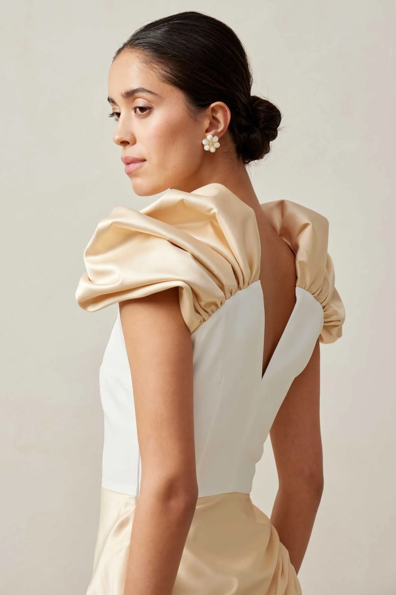 Draped Skirt Mini Dress with Sleeves