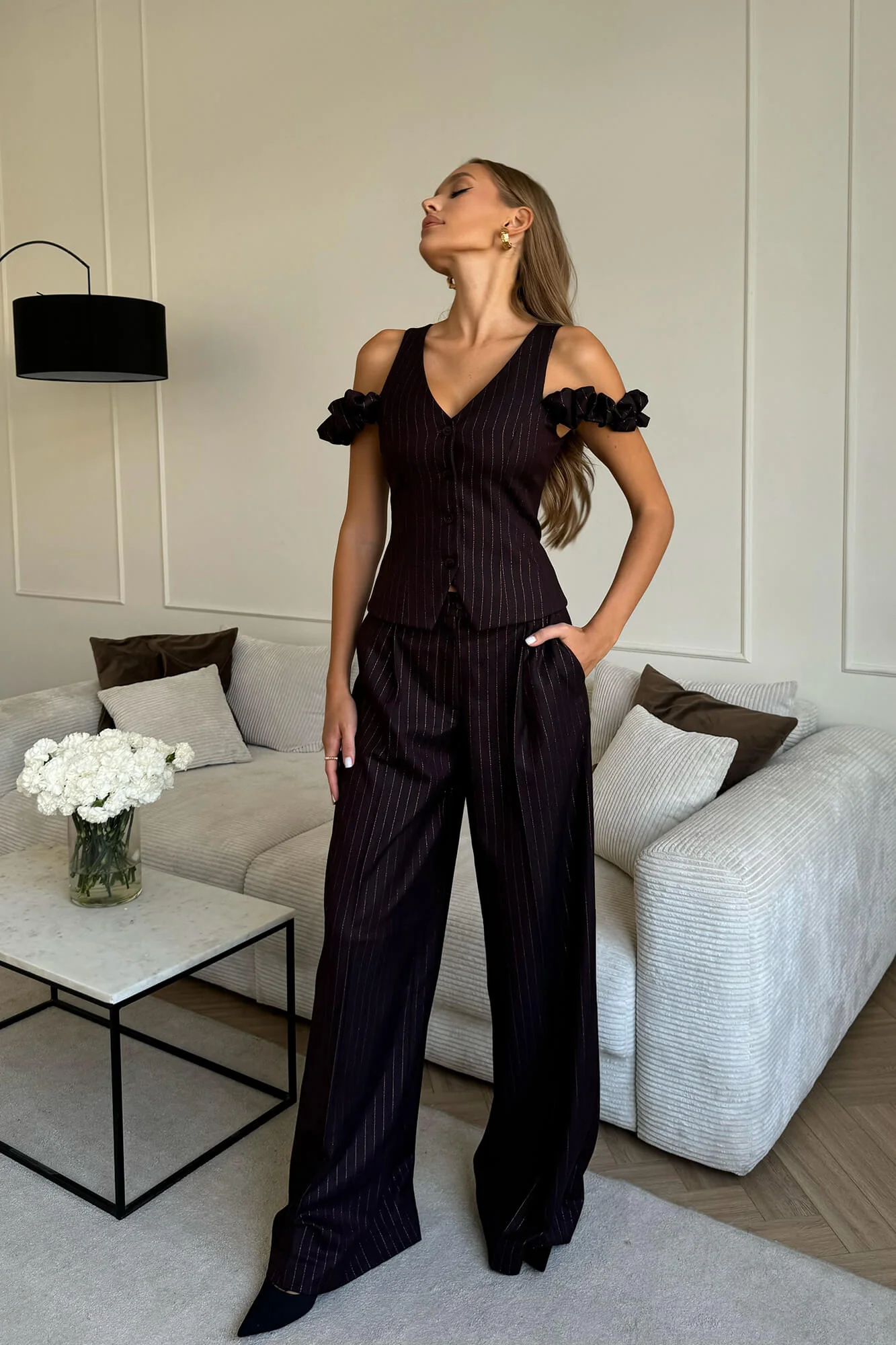 Pleated Wide Leg Trousers