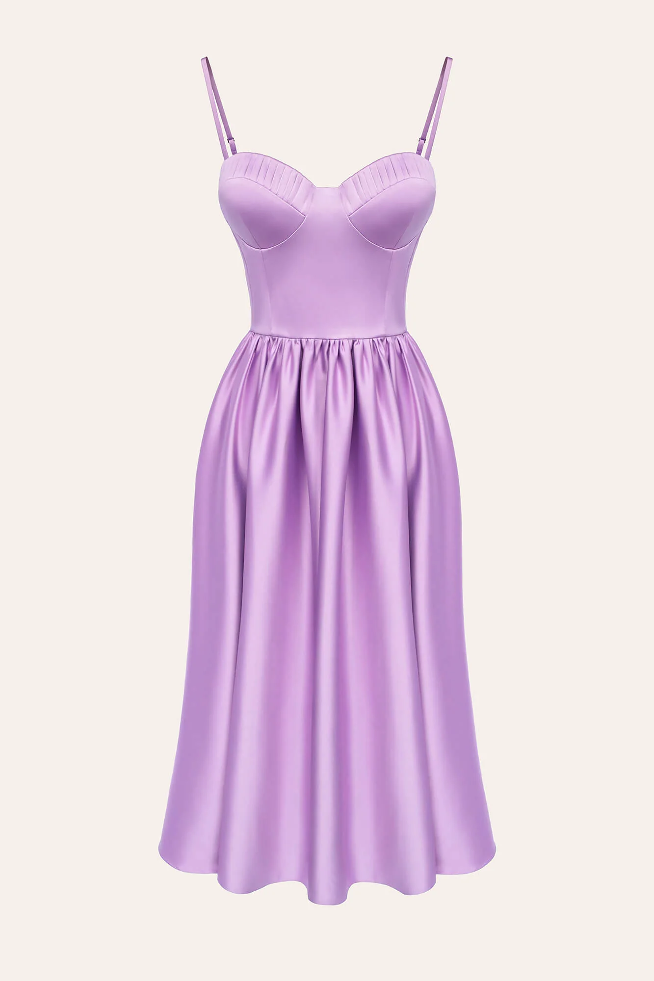 Bustier Pleated Bust Cups Midi Dress