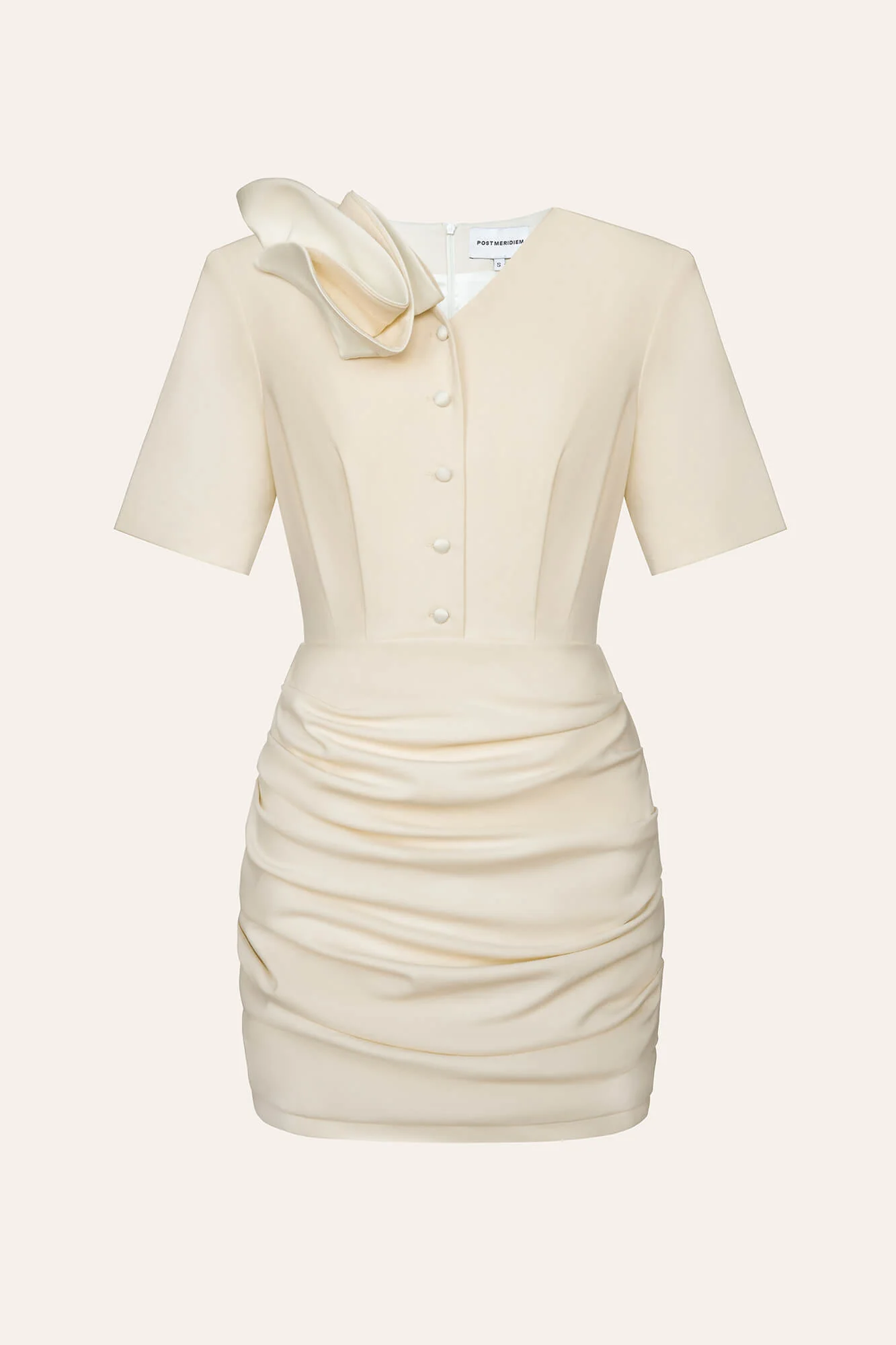 Decorated Shoulder Draped Skirt Mini Dress