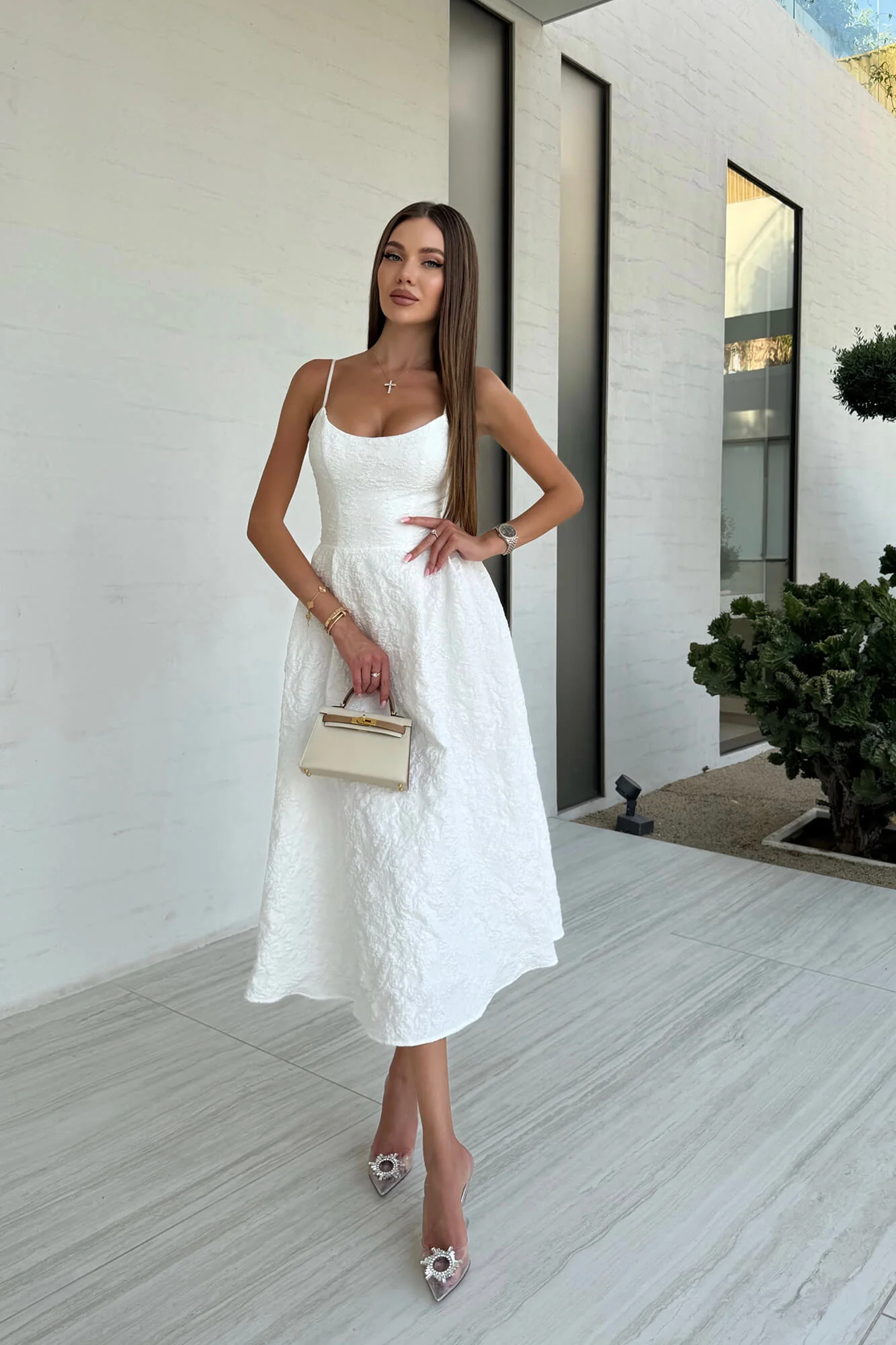 Jacquard Fitted Corset Bustier Dress