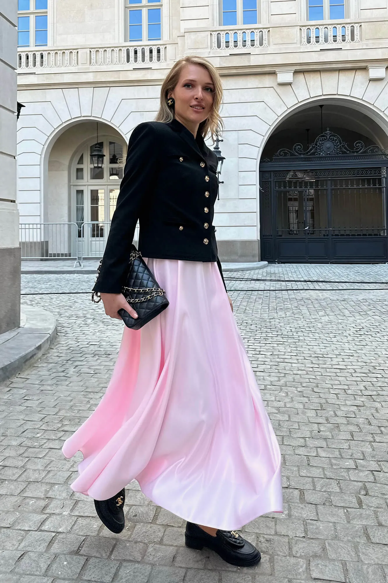 Single Breasted Velvet Trim Plaid Jacket