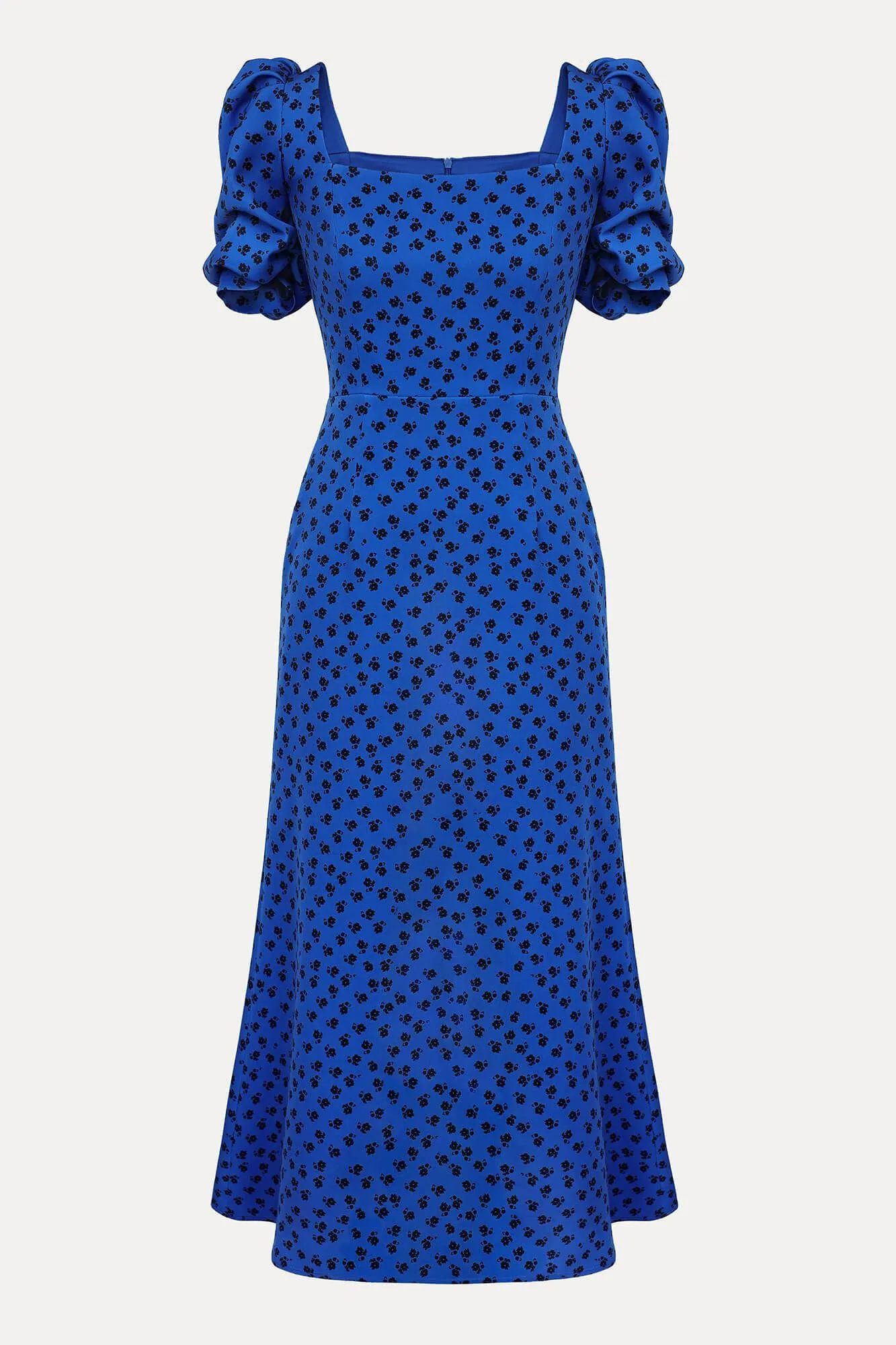 Godet Silhouette Square Neck Midi Dress