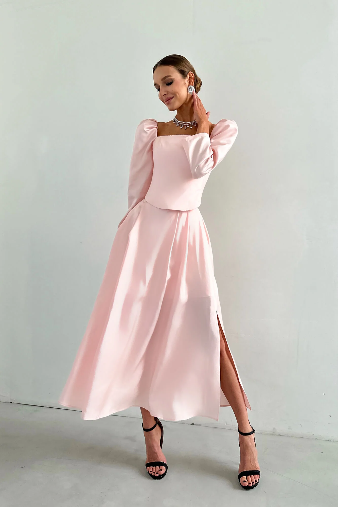 Silk Slits Midi Skirt