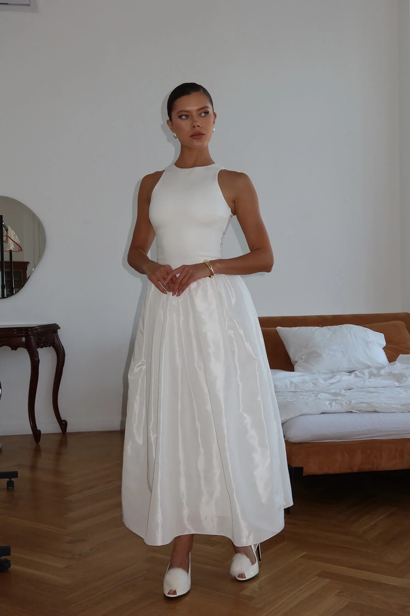 Midi Dress With Puffy Skirt