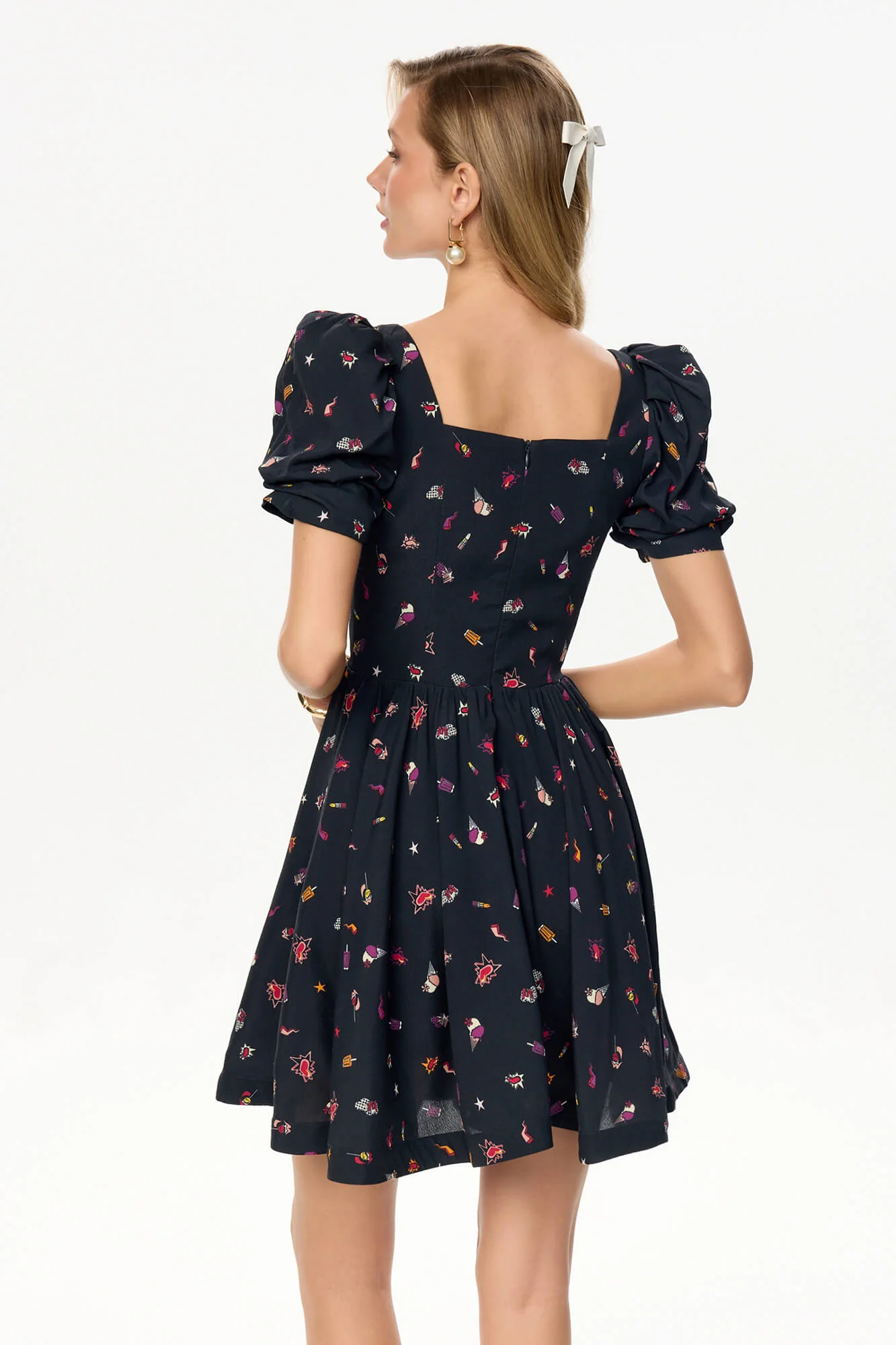 Square Neck Puff Sleeve Mini Dress