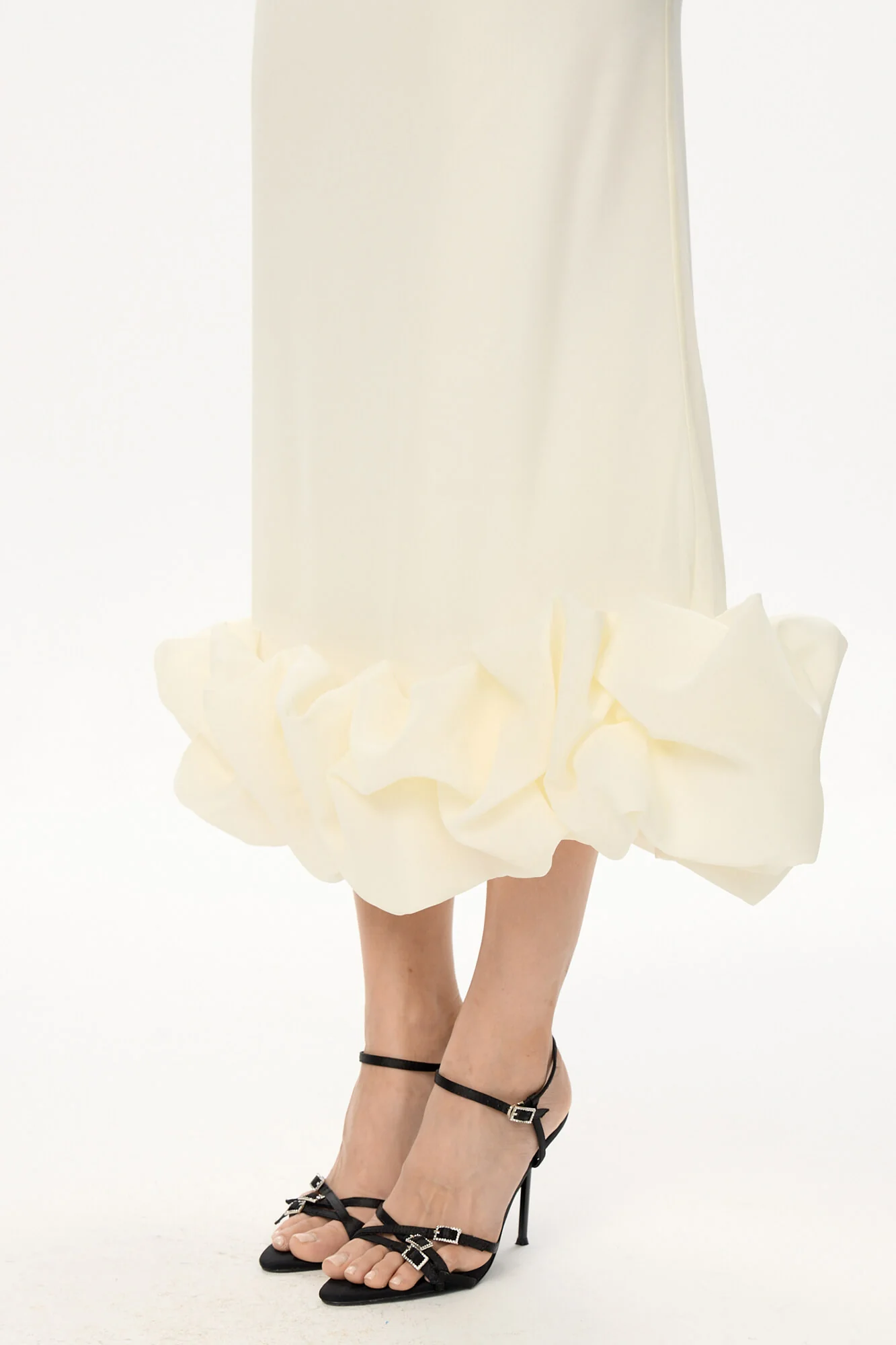 Draped Bodice Bottom Flounced Bustier Dress