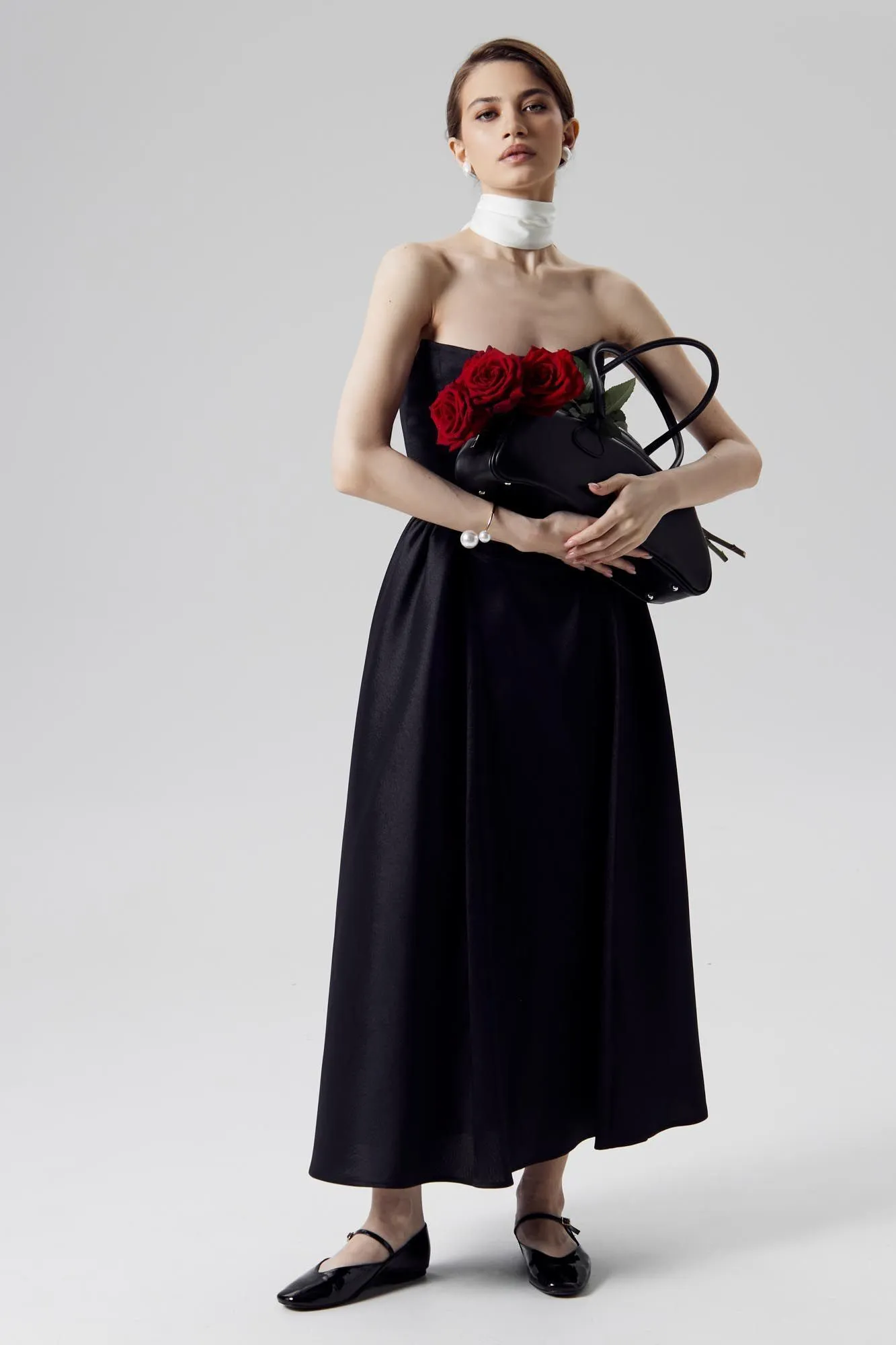 Tuck Corset Top Midi Dress