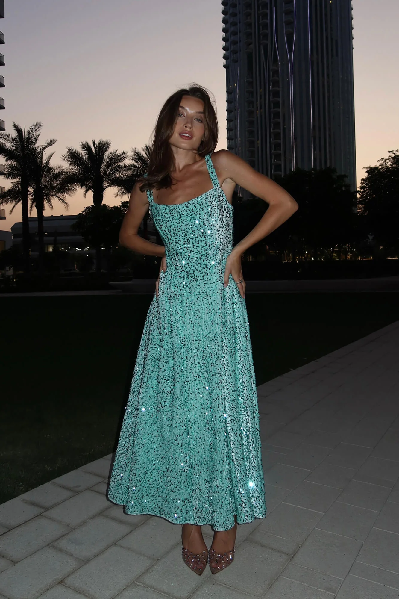 Tuck Corset Top Midi Dress