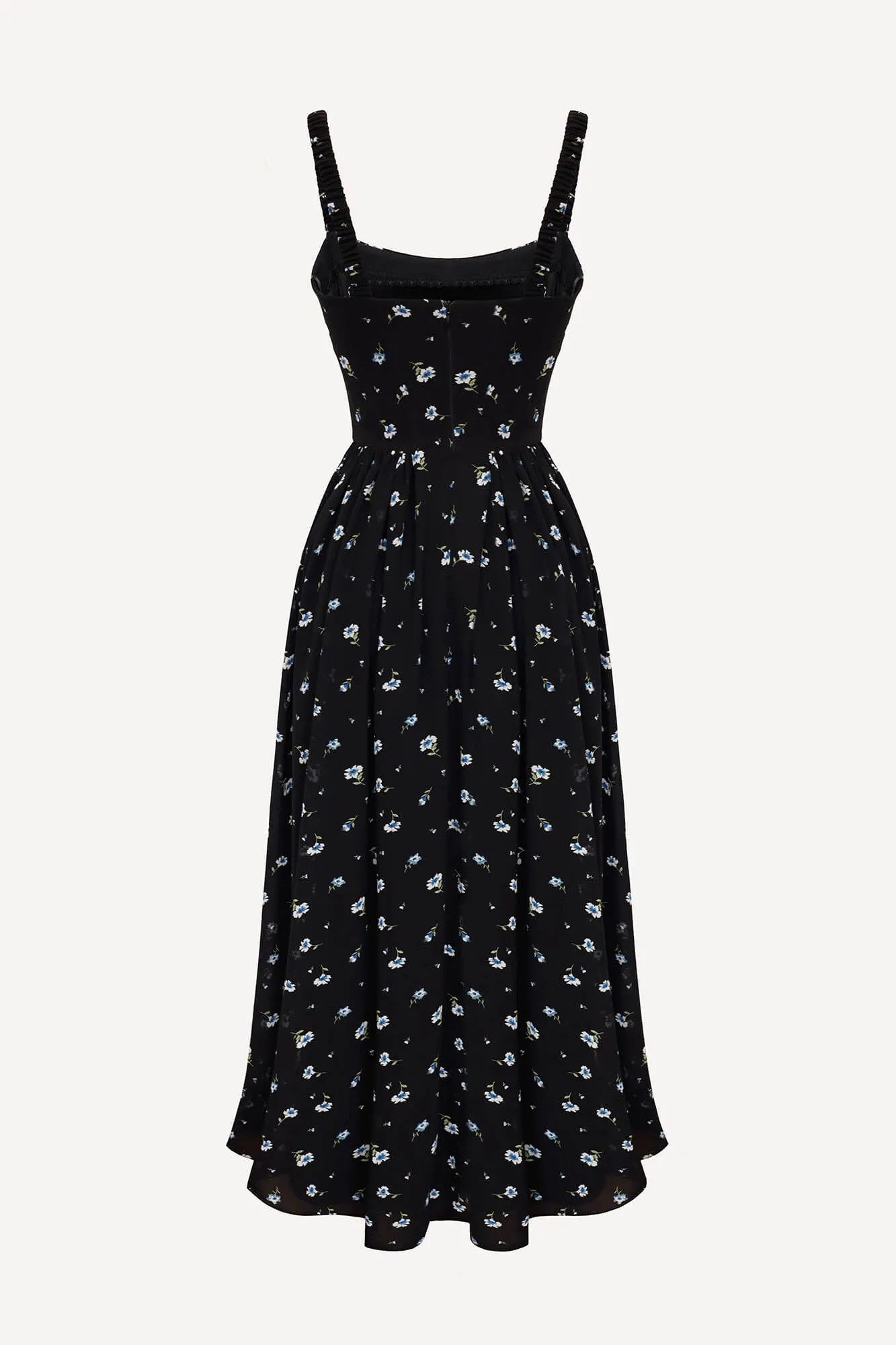 Strap Midi Dress with Corset-Style Bodice