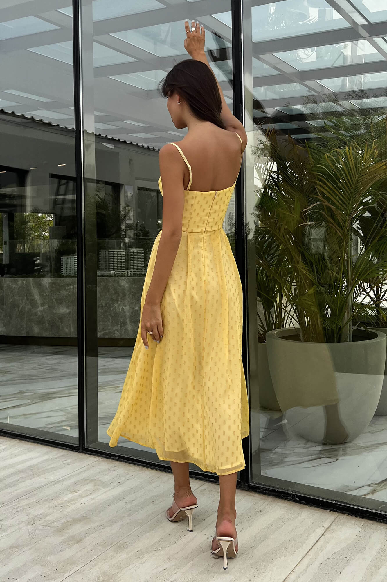 Decorated Bodice Slit Bustier Midi Dress