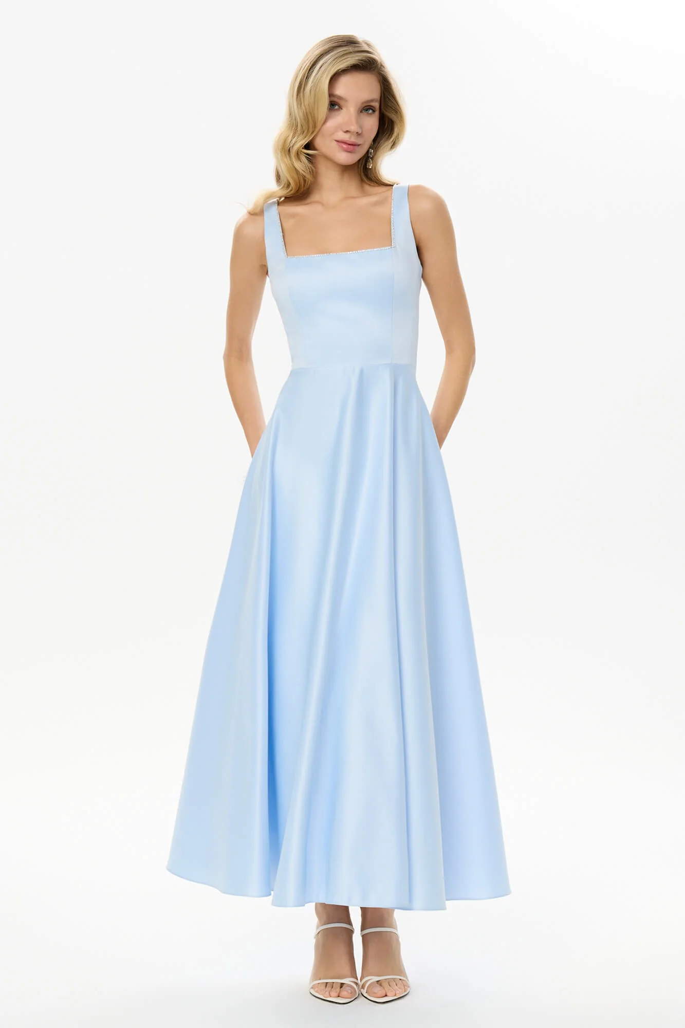 Strap Decorated Bodice Midi Dress