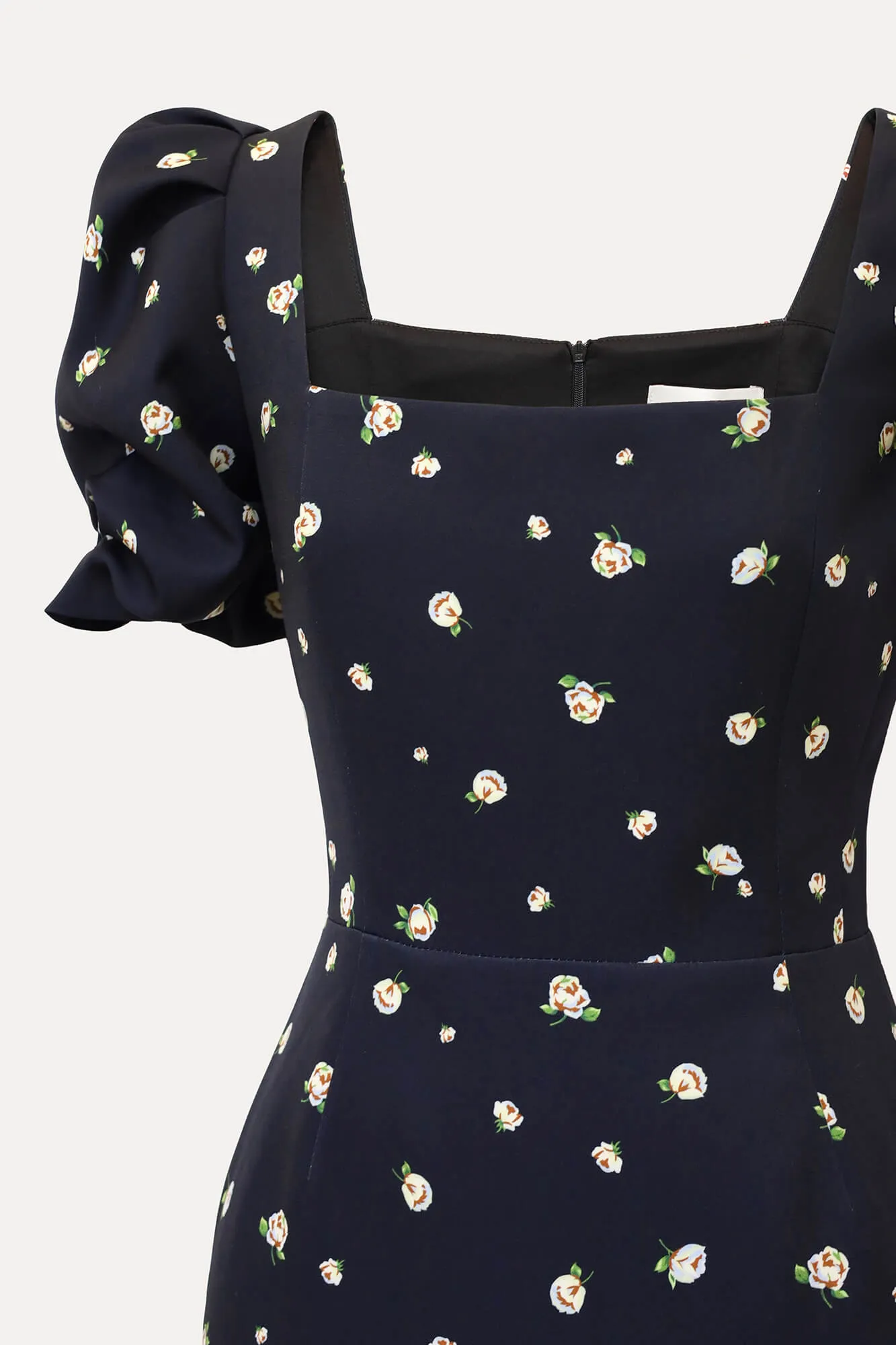 Godet Silhouette Square Neck Midi Dress