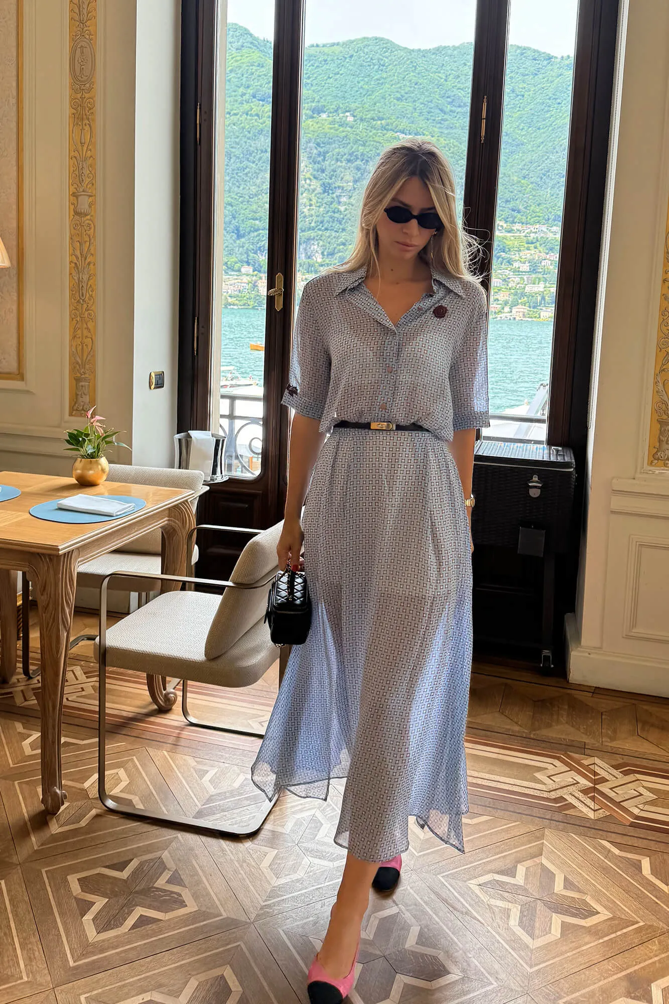 Button Front Blouse with 3/4 Sleeves