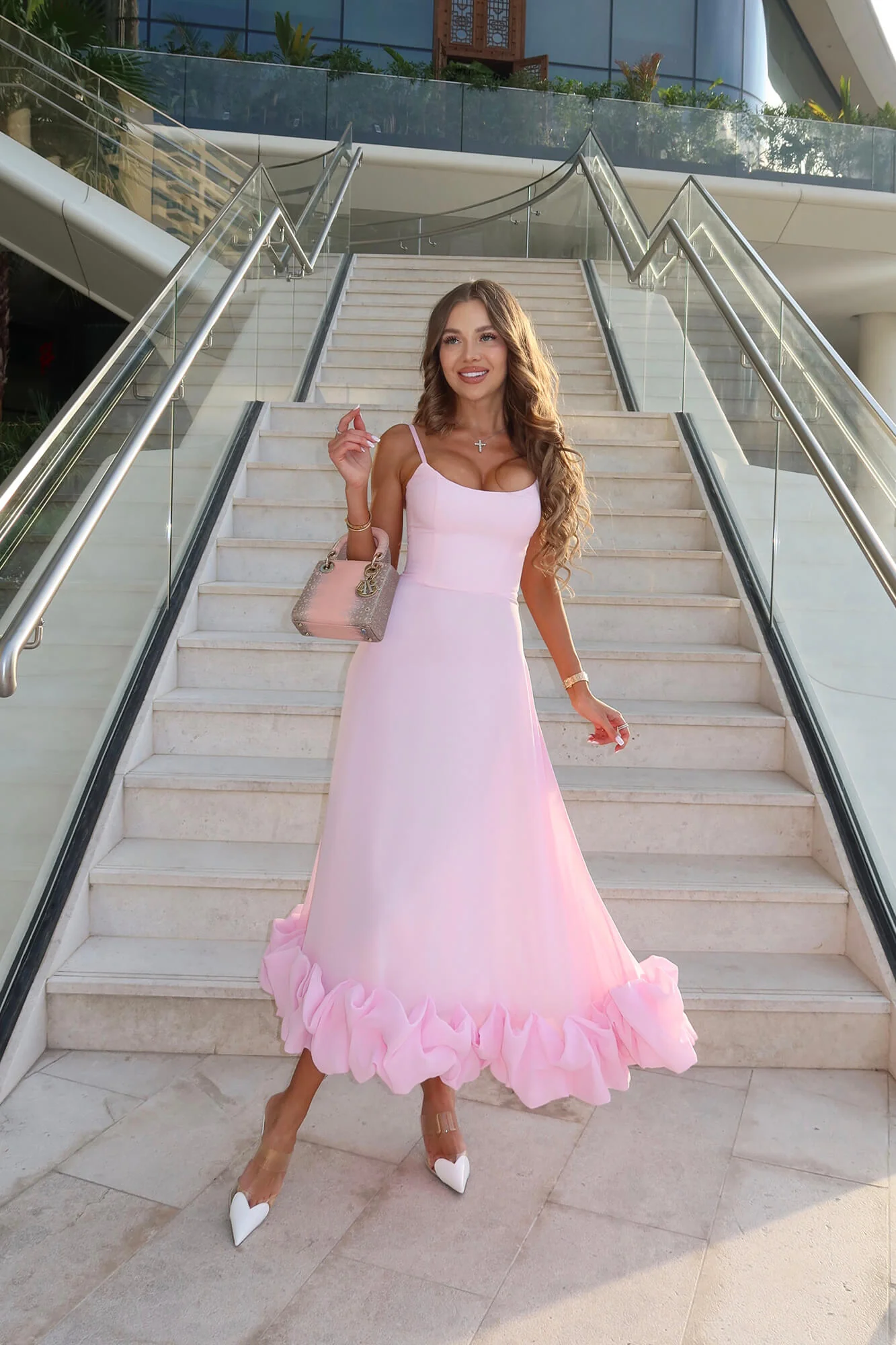 Flounce Bustier Midi Dress