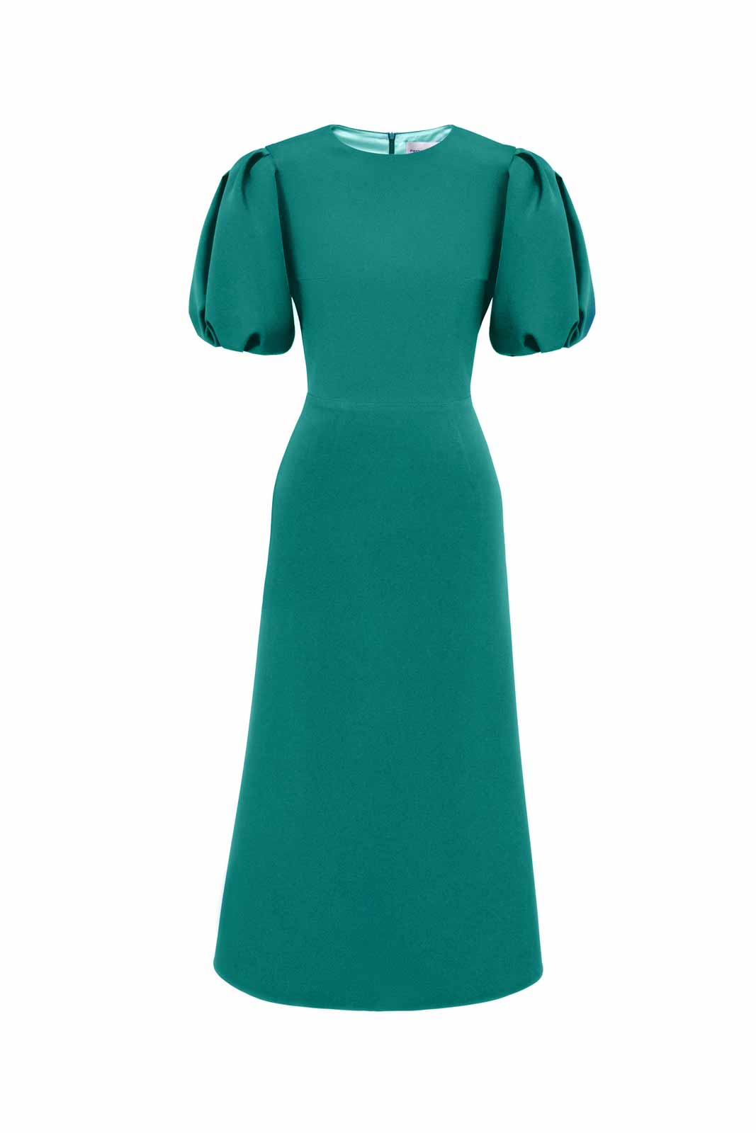 Godet Silhouette Puff Sleeve Midi Dress