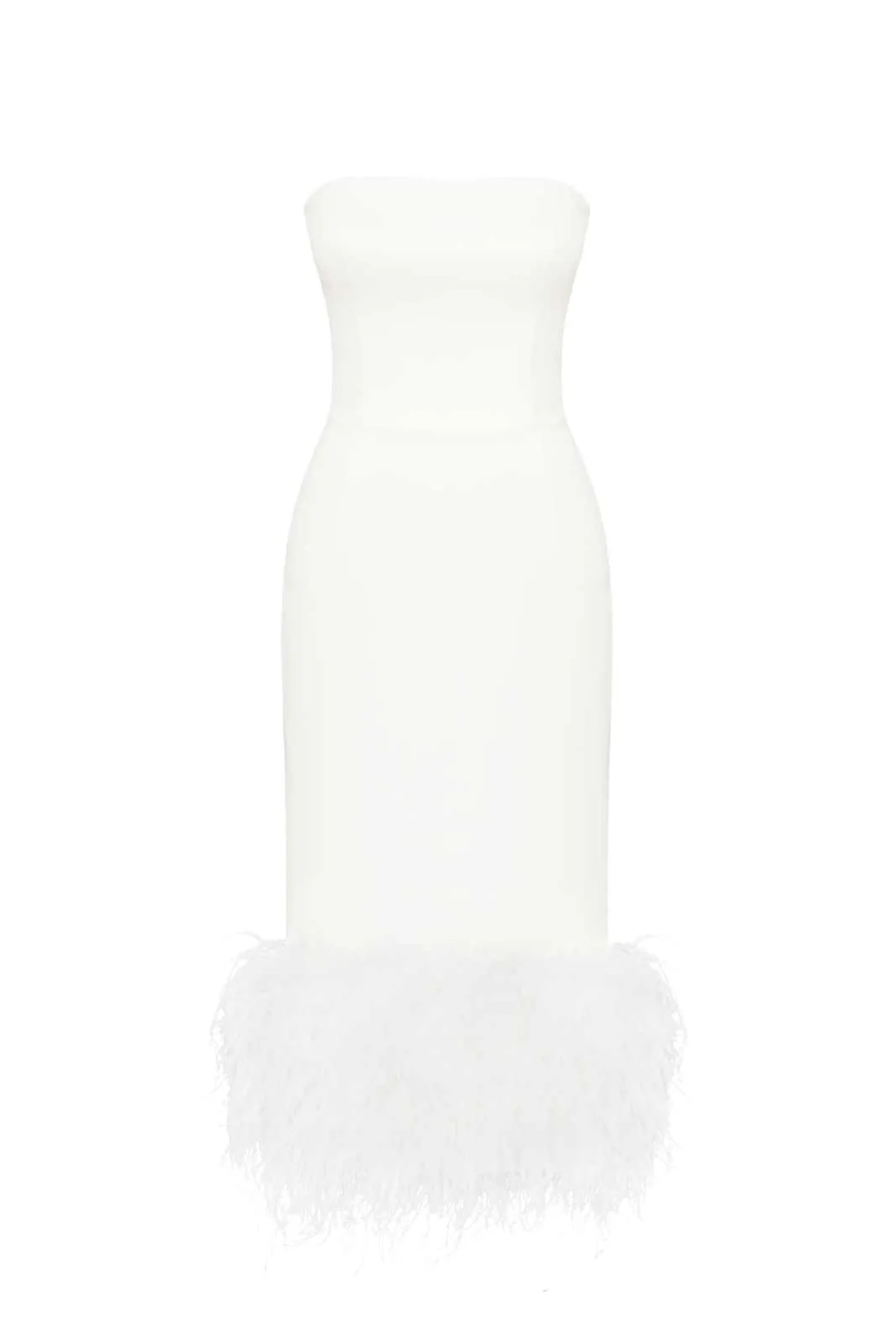 Feather Detail Satin Sheath Dress