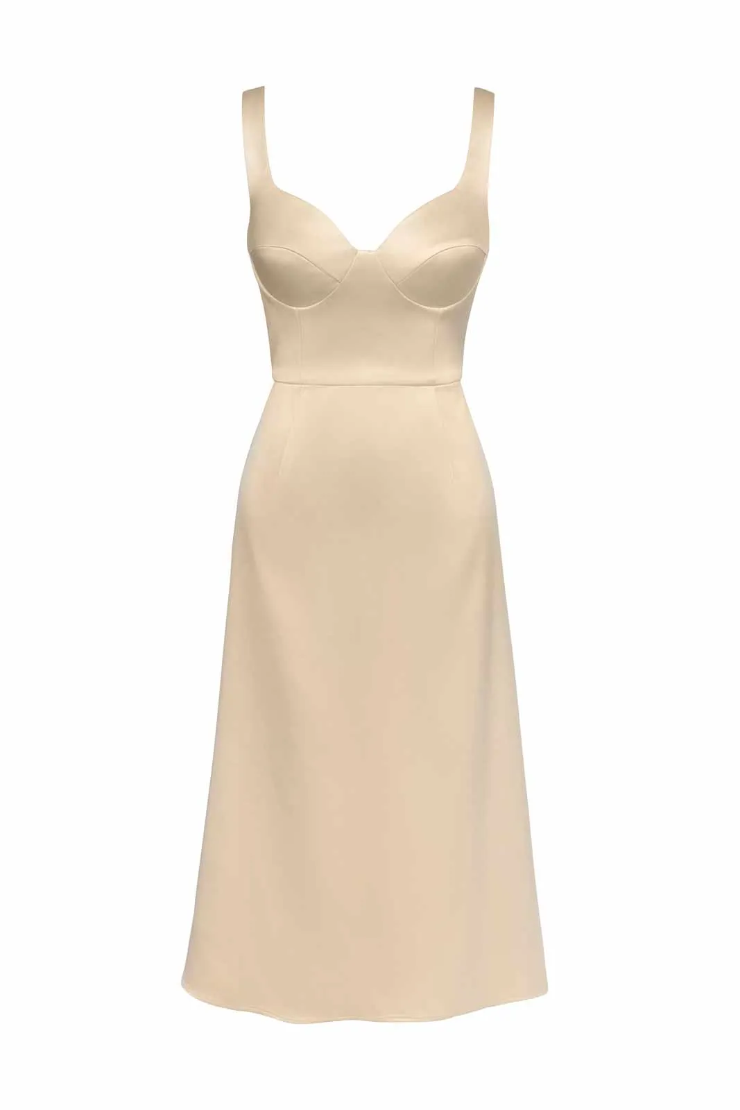 Satin V neck Midi Dress