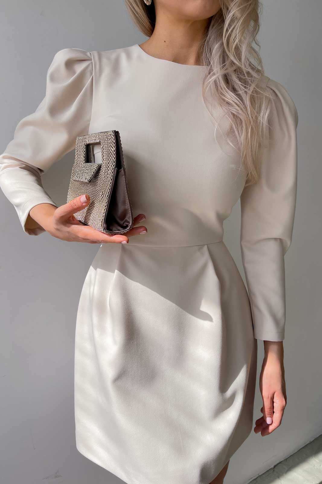 Pleated Long Sleeve Mini Dress