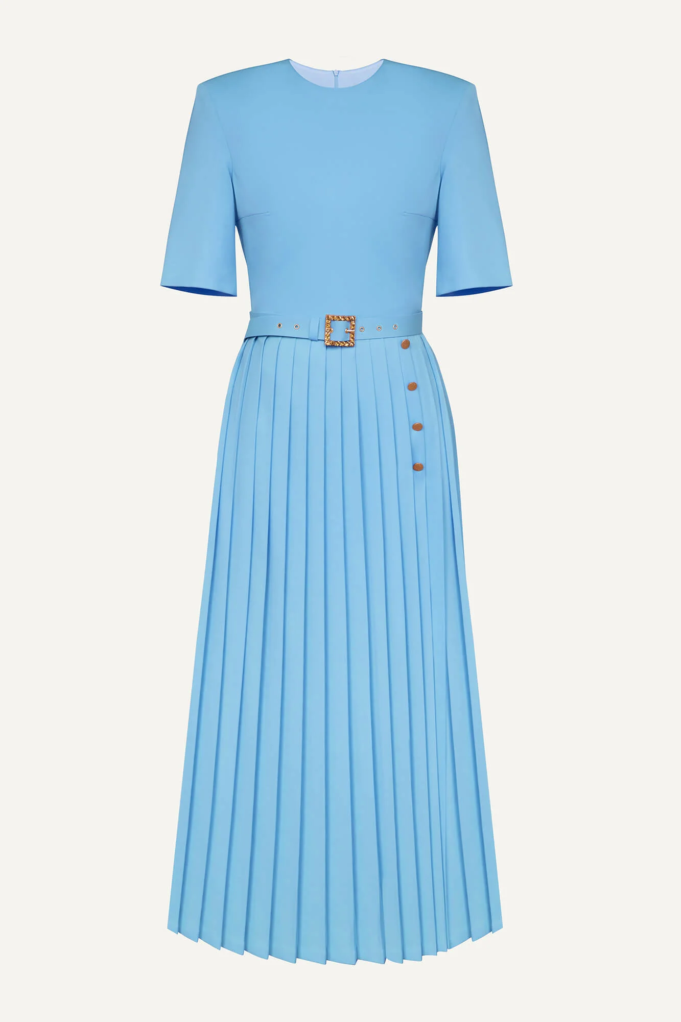 Short Sleeve Pleated Midi Dress