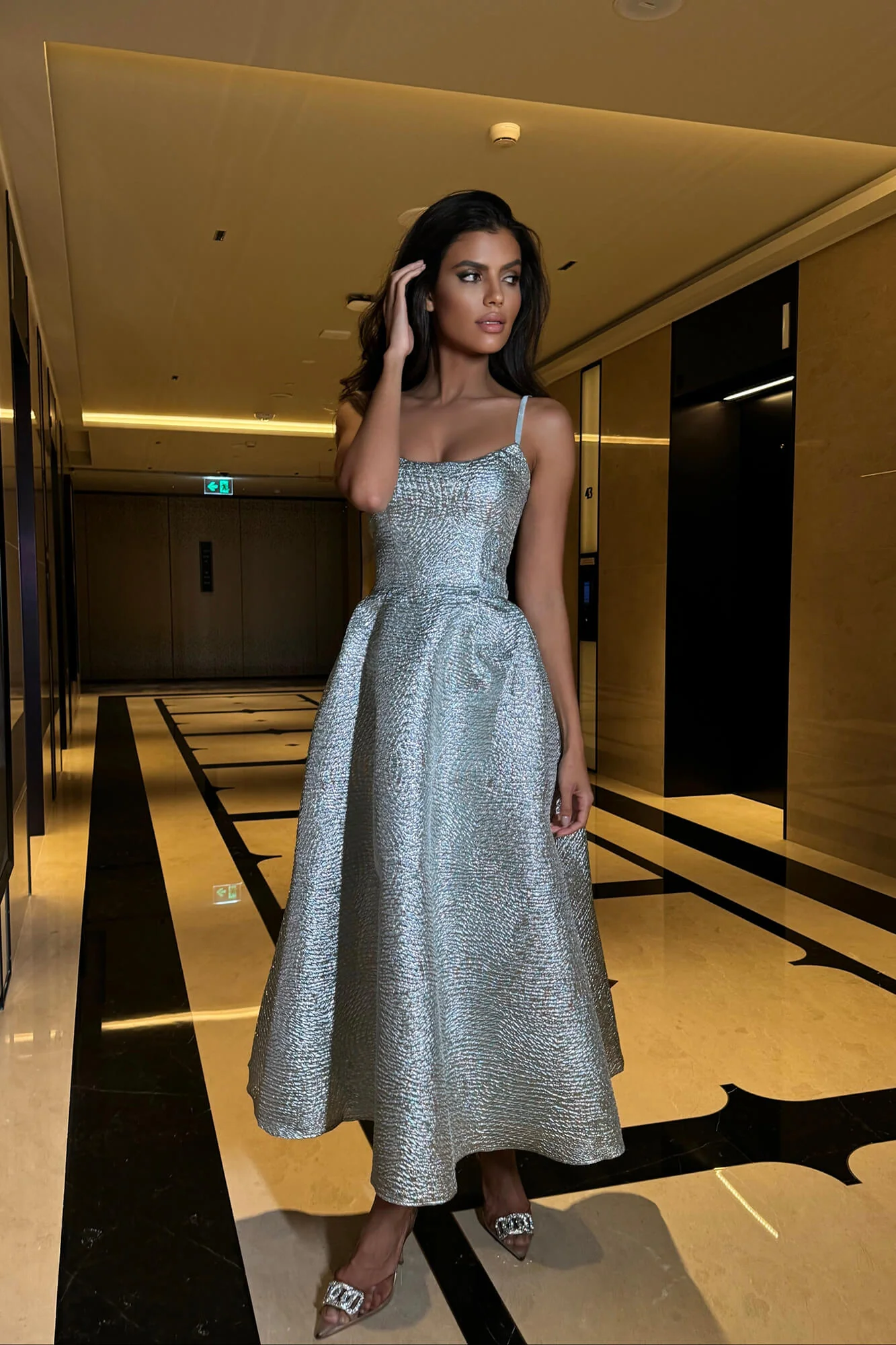 Jacquard Fitted Corset Bustier Dress