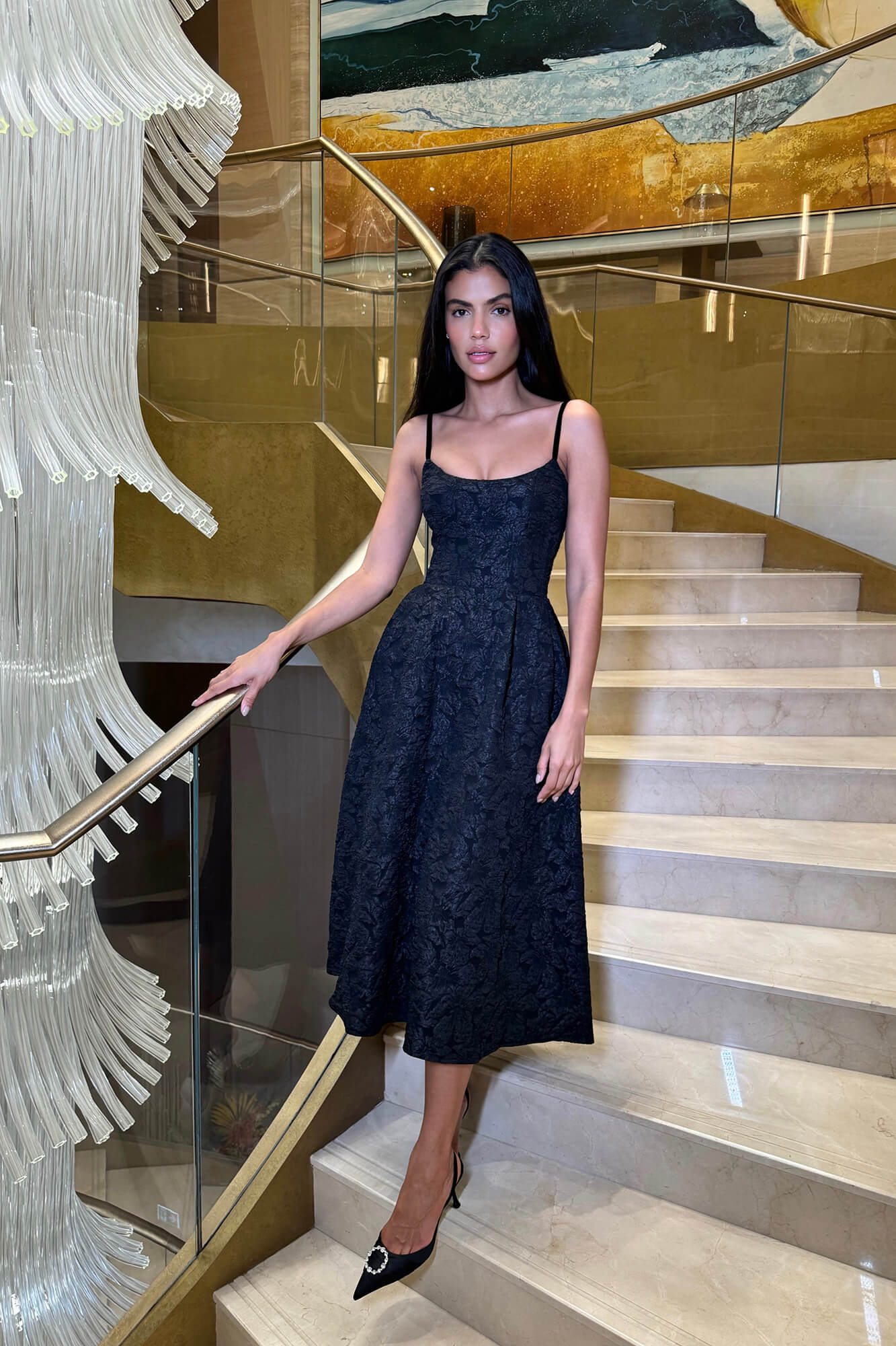 Jacquard Fitted Corset Bustier Dress