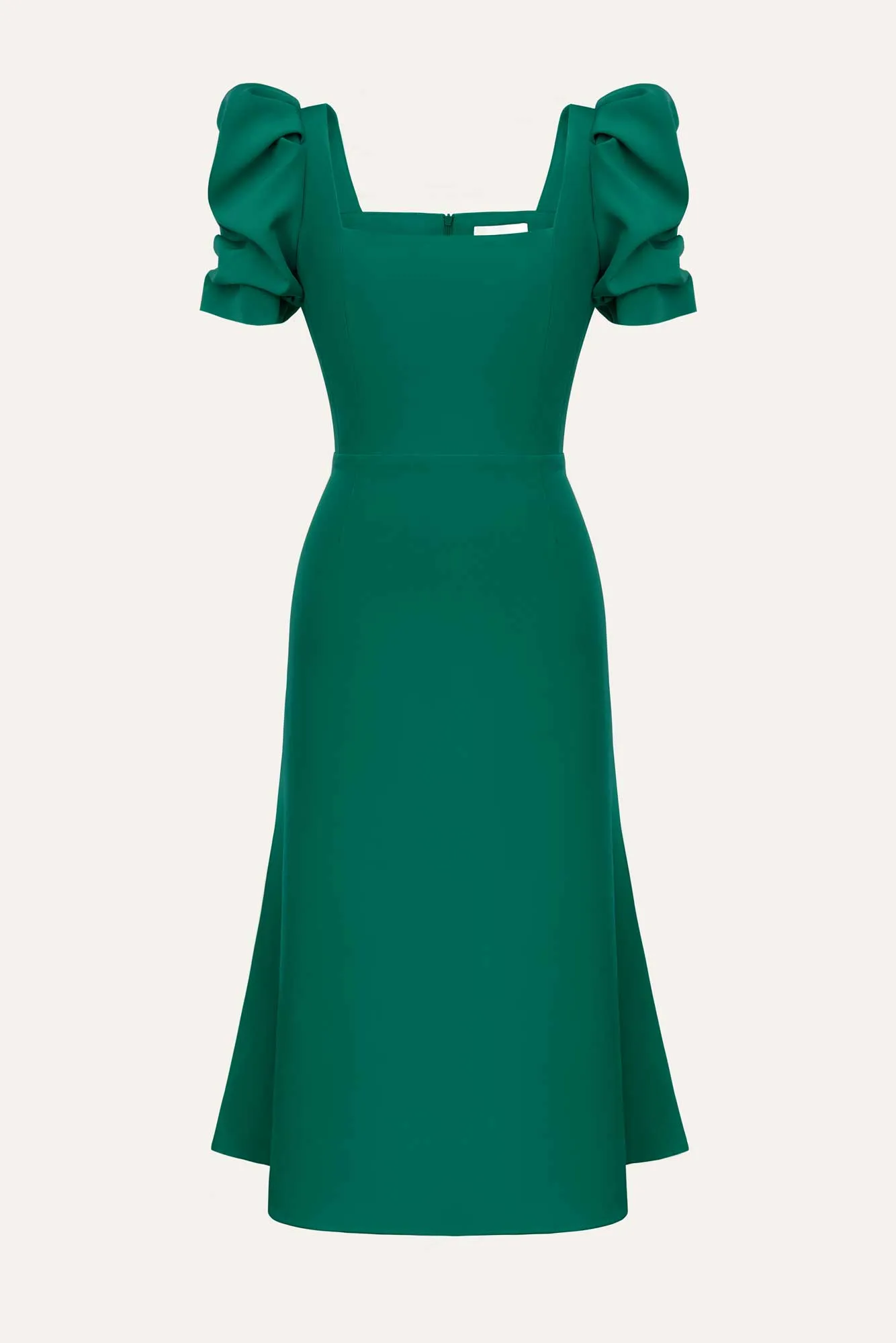 Godet Silhouette Square Neck Midi Dress