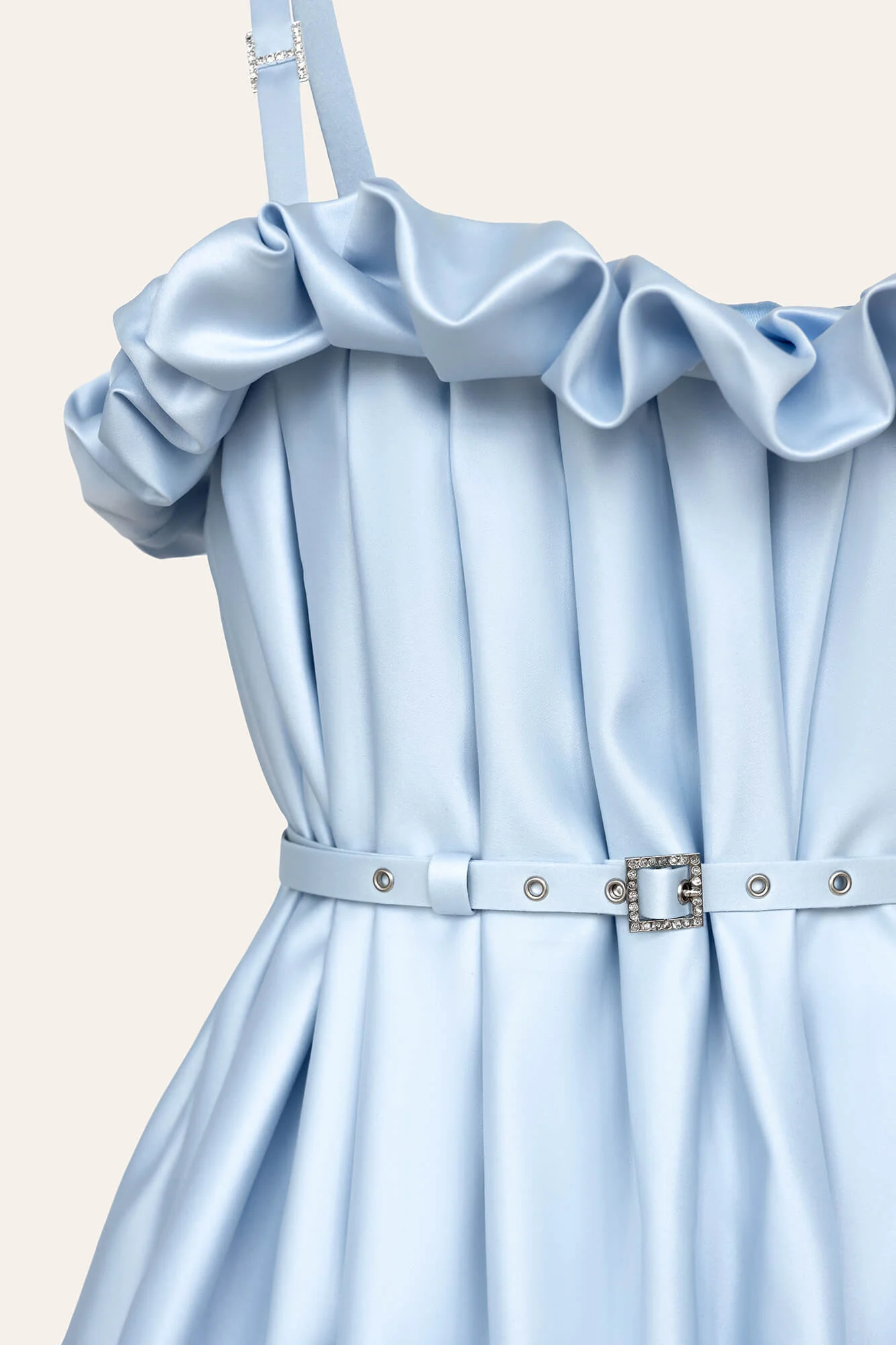 Draped Thin Strap Mini Dress With Belt