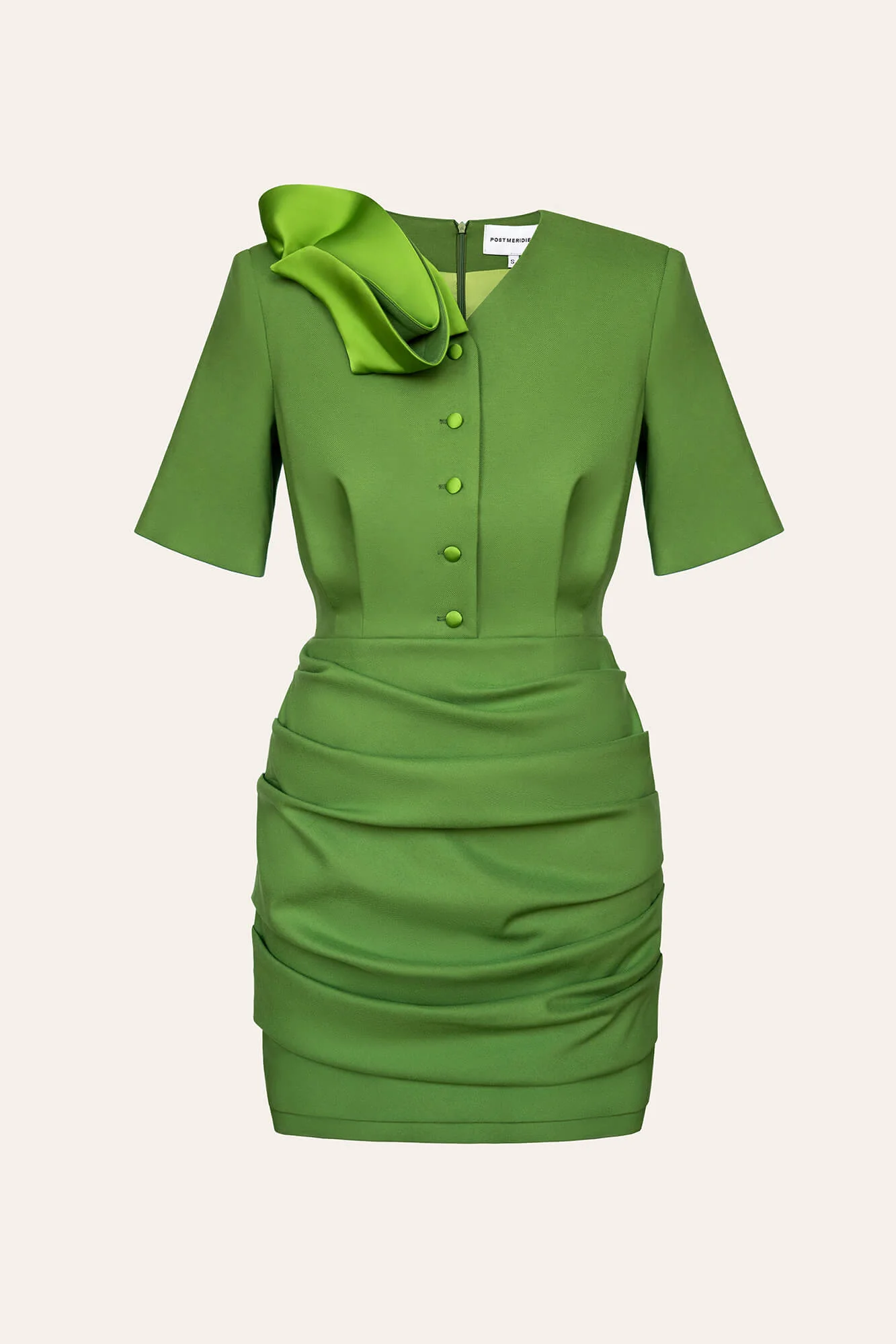 Decorated Shoulder Draped Skirt Mini Dress