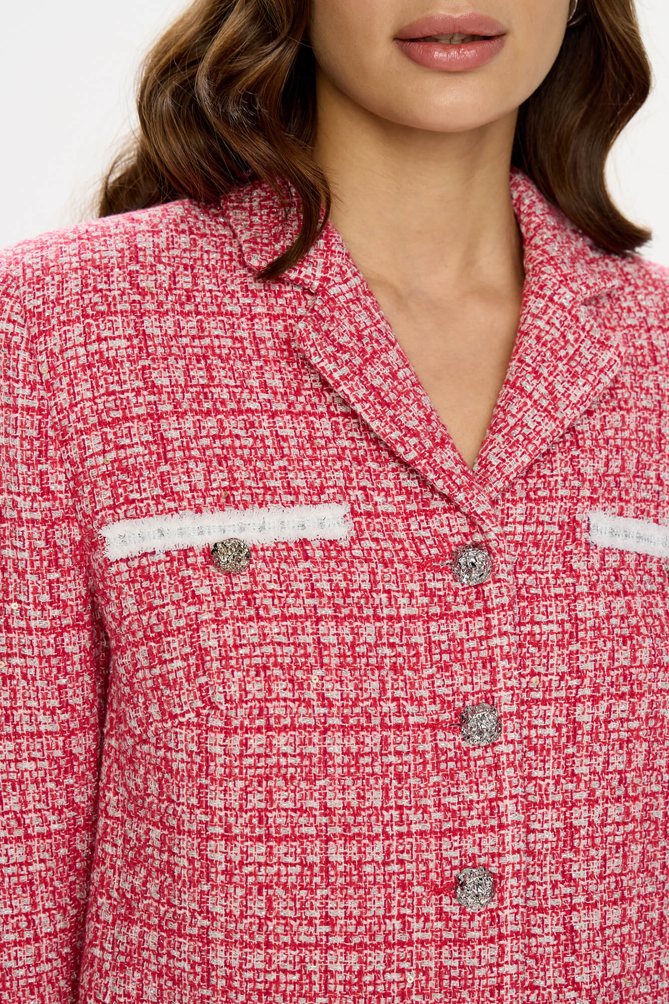 Single Breasted Velvet Trim Plaid Jacket