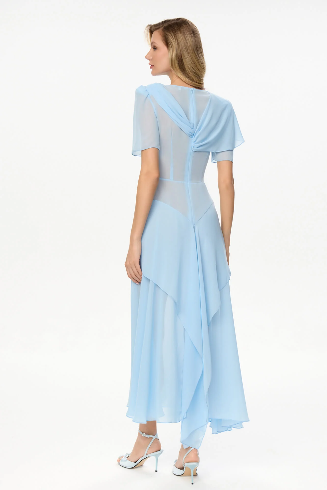 Chiffon Asymmetrical Midi Dress