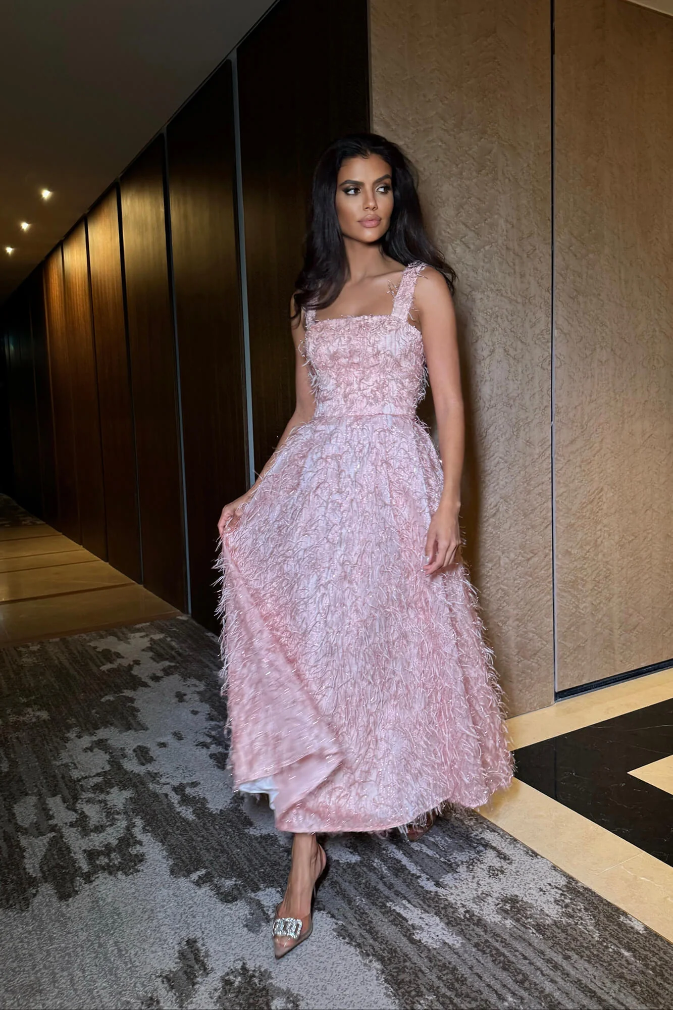 Pleated Corset Midi Dress