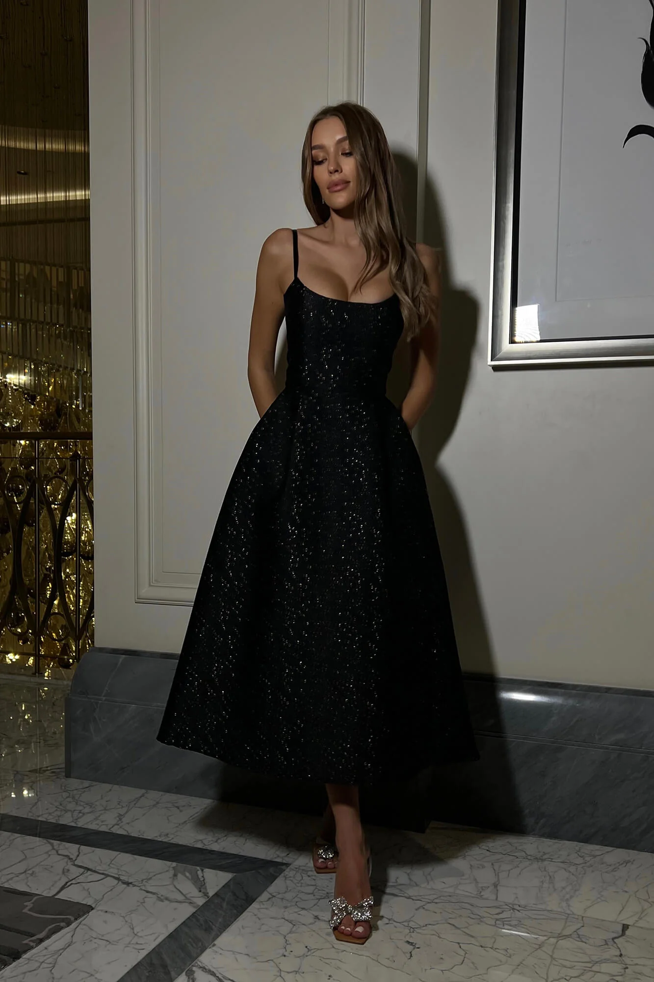 Jacquard Gold Flecks Bustier Dress