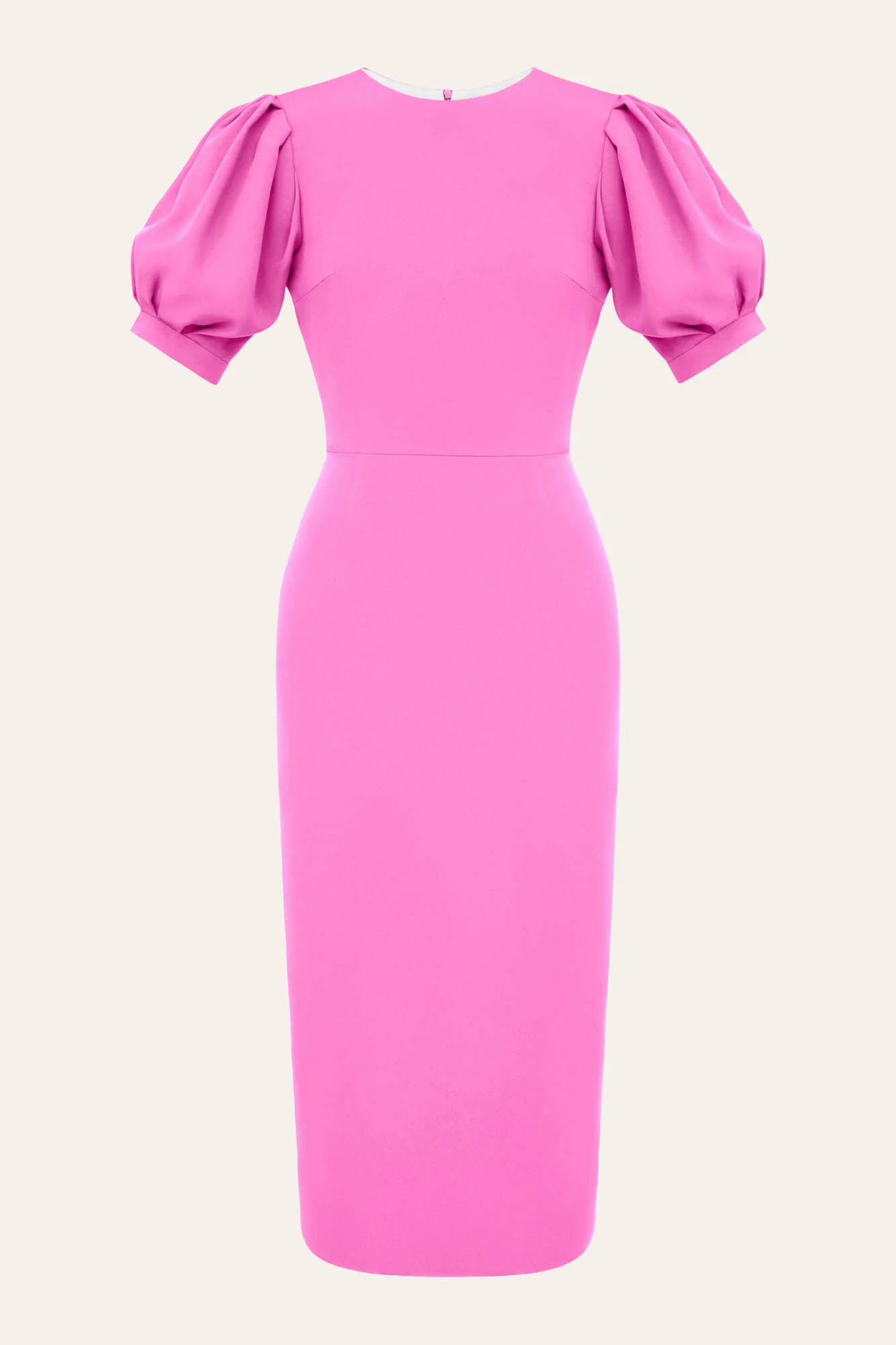 Godet Silhouette Puff Sleeve Midi Dress