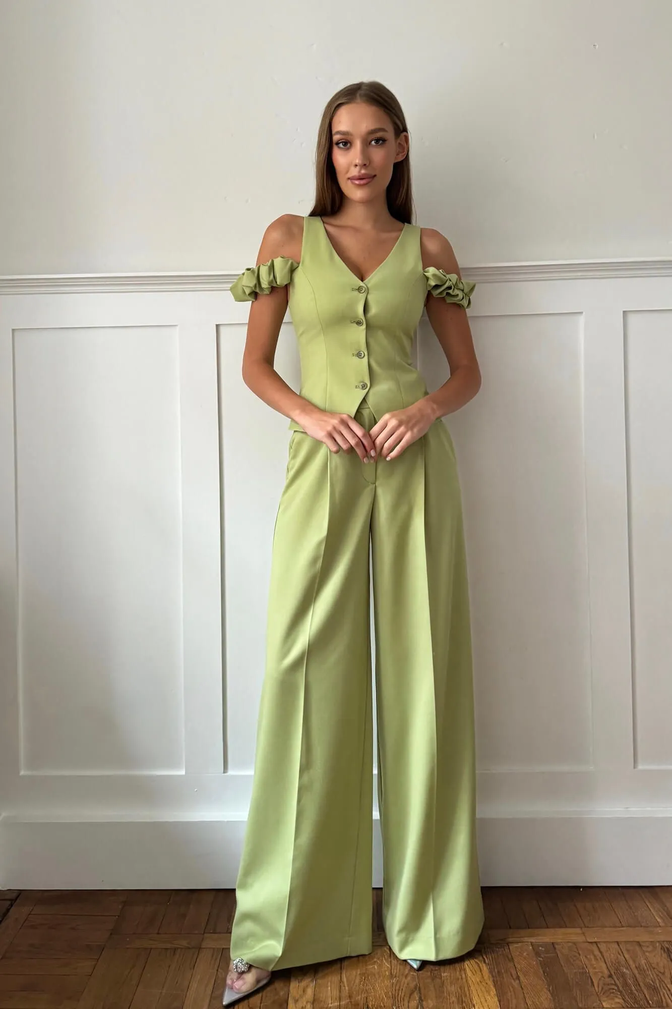 Pleated Wide Leg Trousers