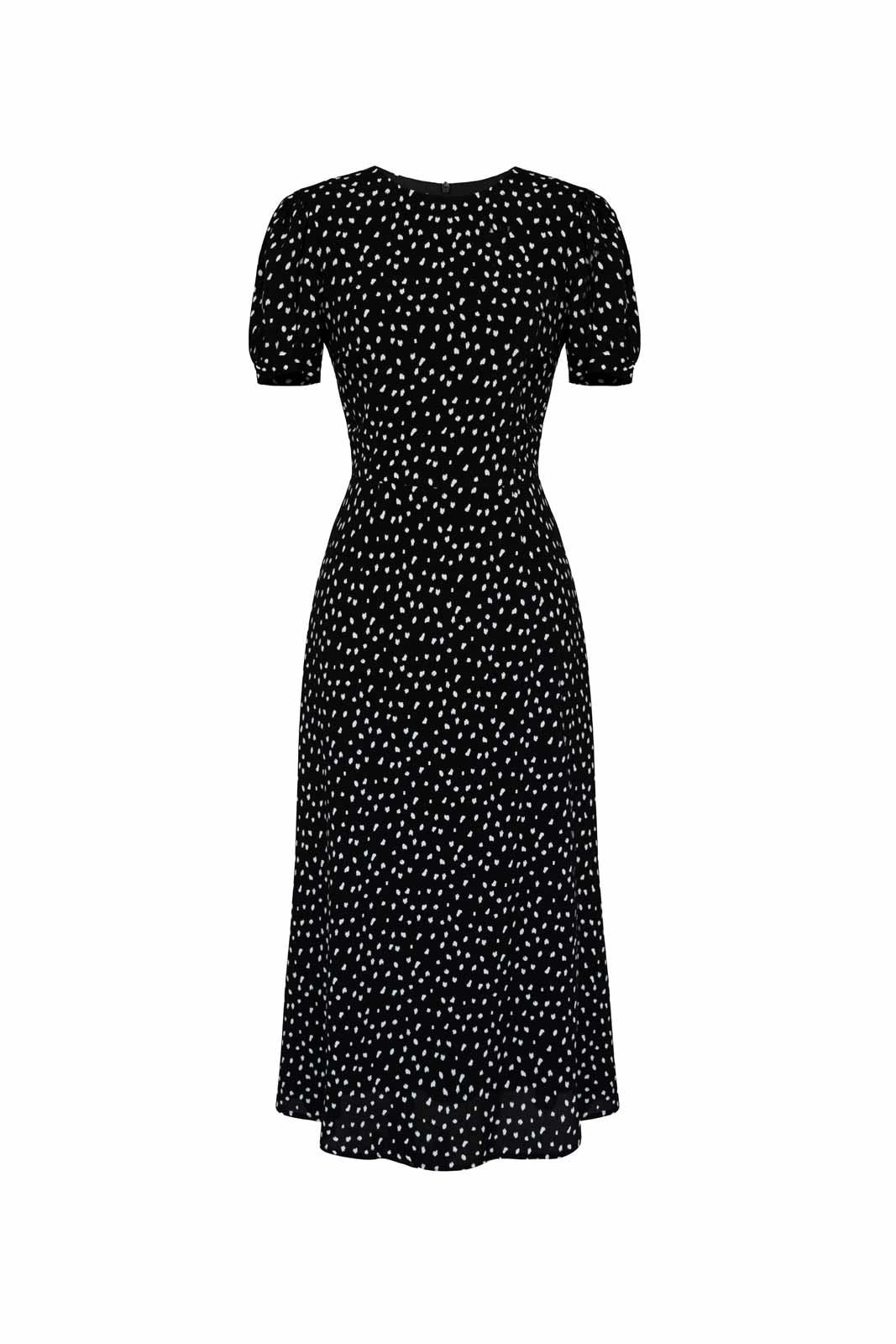 Fitted short sleeve midi dress