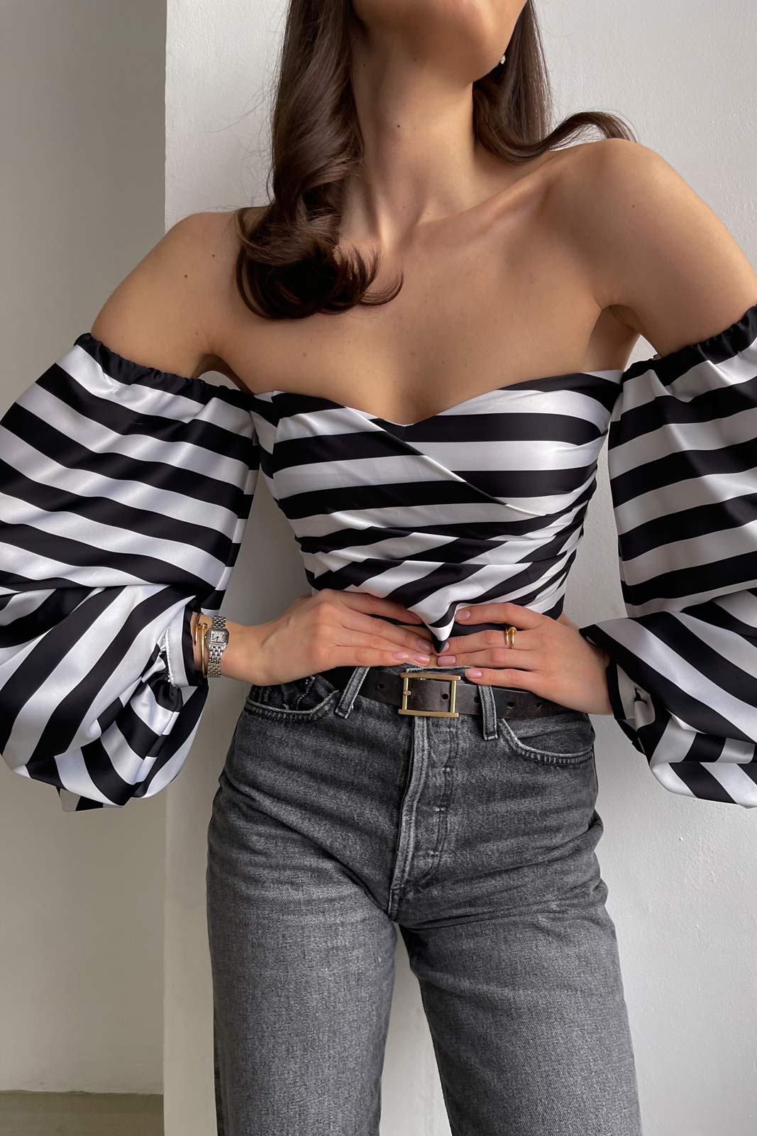 Striped Bustier Crop Top