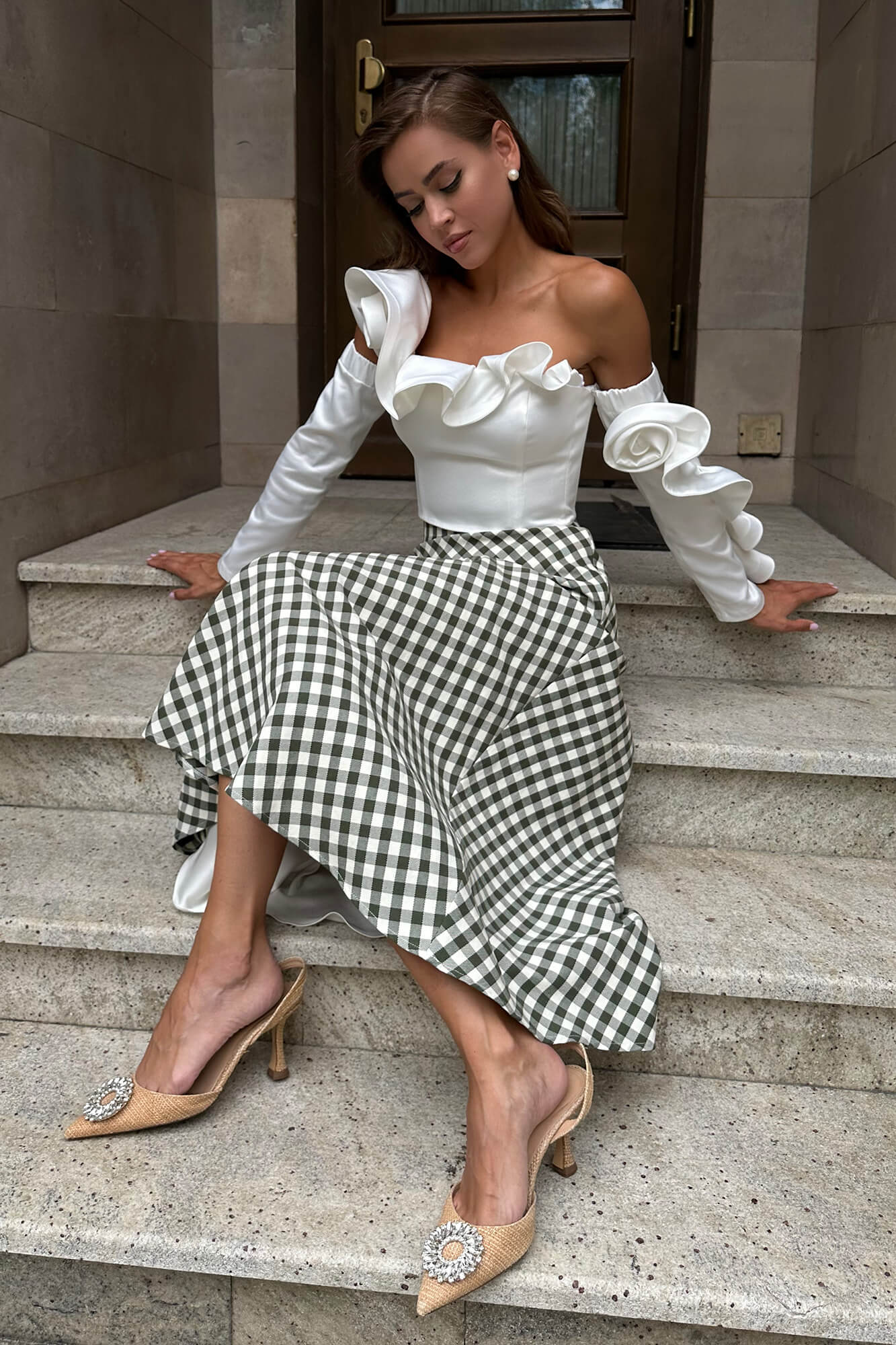 Long Sleeve Roses Crop Top