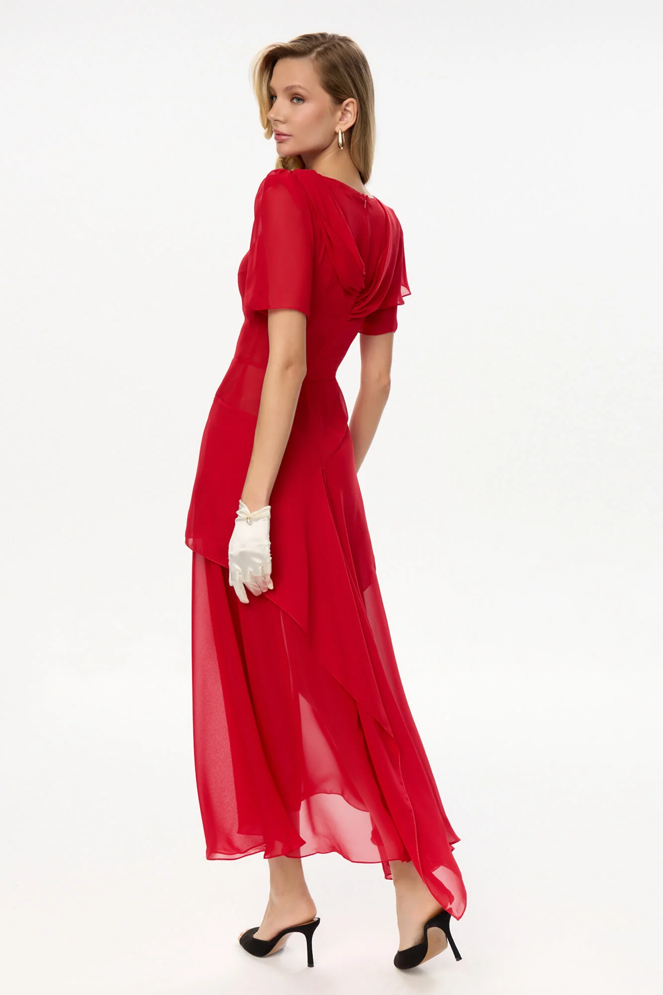 Chiffon Asymmetrical Midi Dress