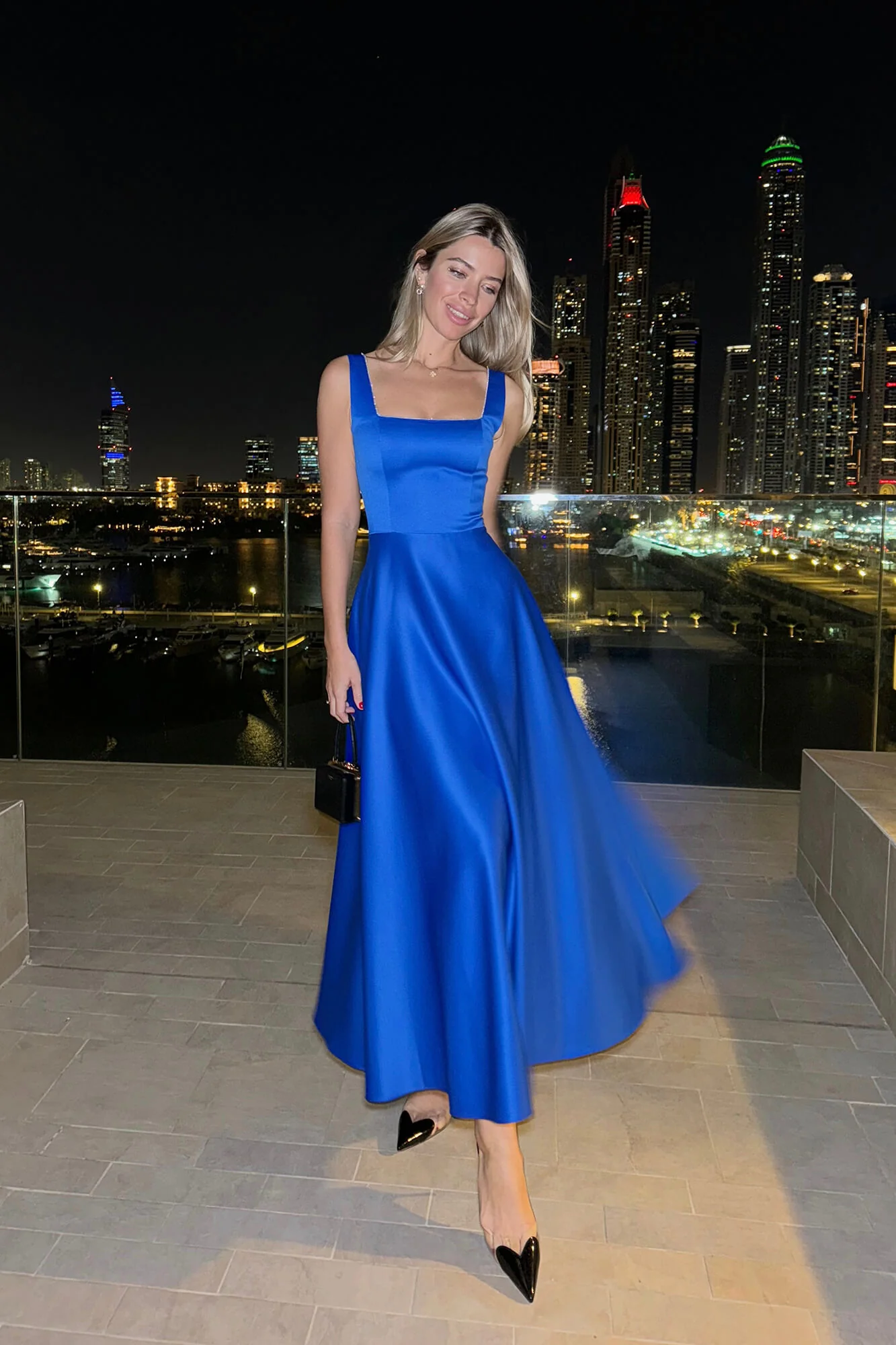 Strap Decorated Bodice Midi Dress