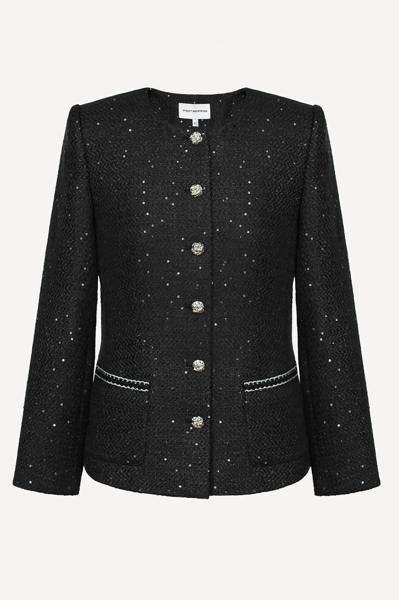 Single-Breasted Collarless Jacket