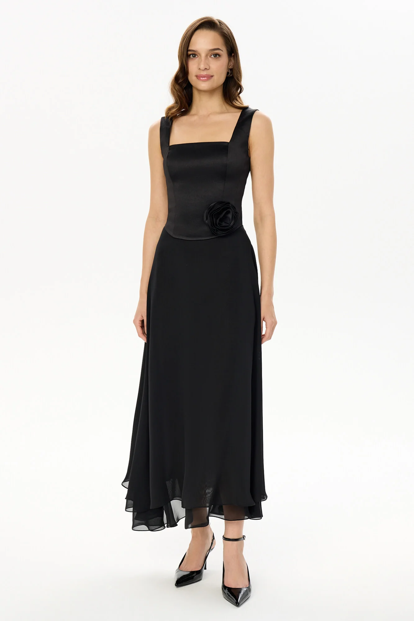 Asymmetrical Chiffon Midi Skirt