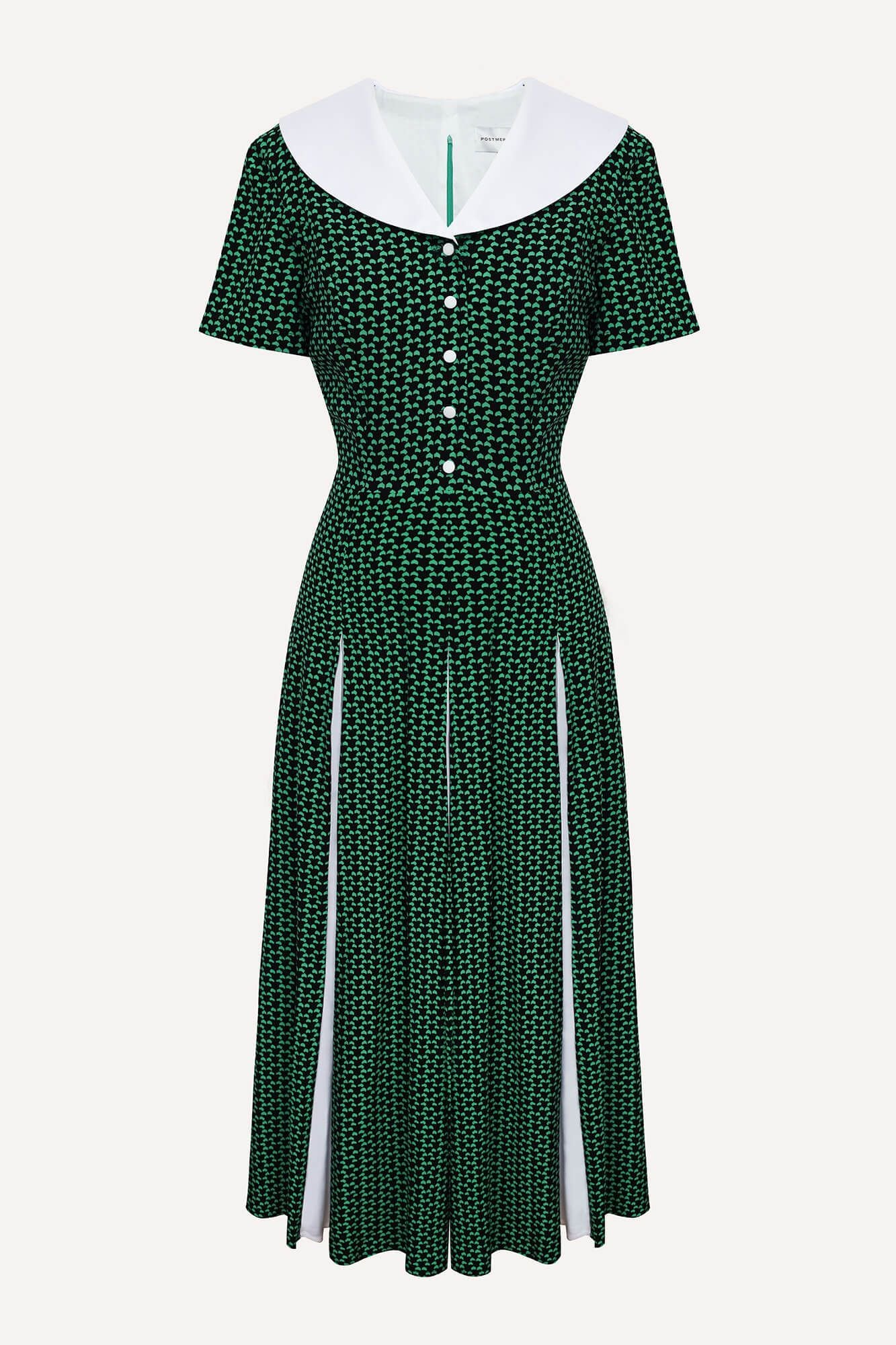 Contrast Collar and Inserts Midi Dress