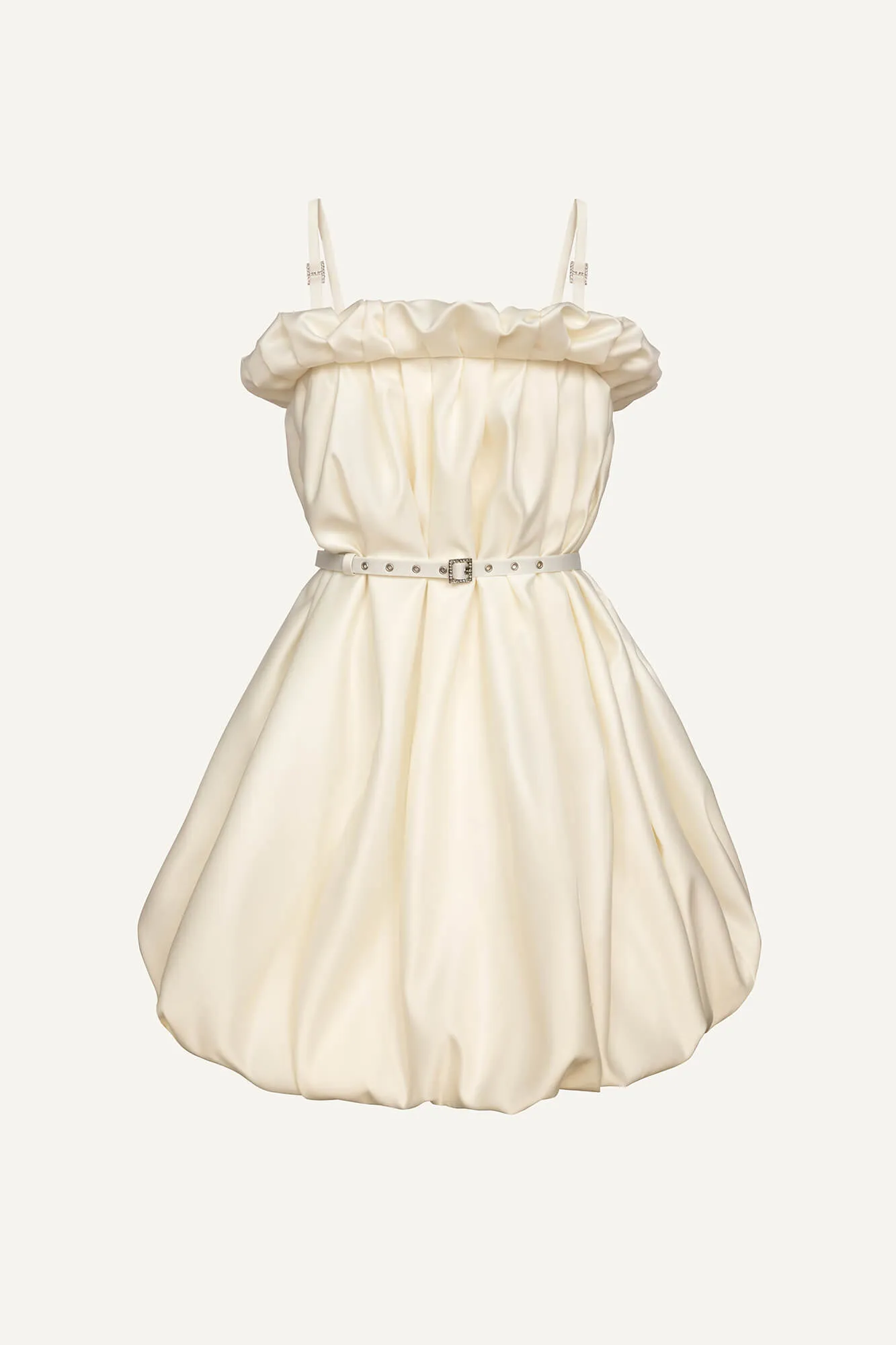 Draped Thin Strap Mini Dress With Belt