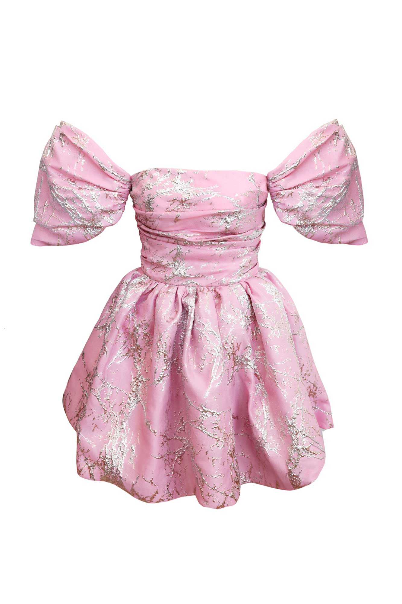 Draped Bodice Jacquard Mini Dress