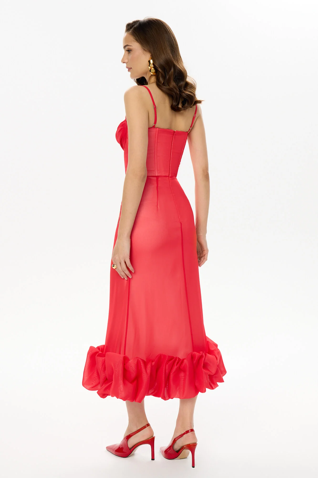 Draped Bodice Bottom Flounced Bustier Dress