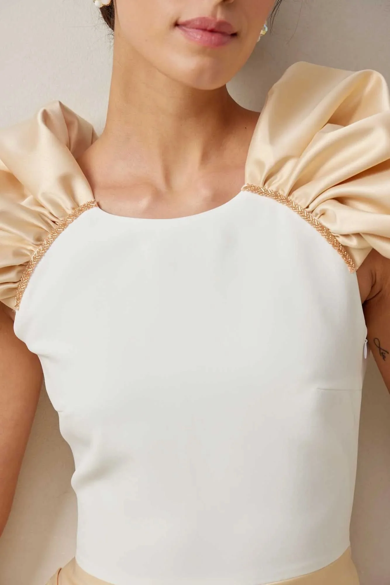 Draped Skirt Mini Dress with Sleeves