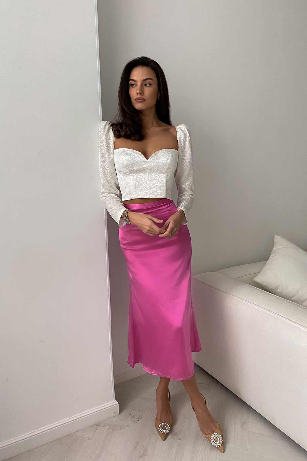 Long Sleeve V Neck Crop Top