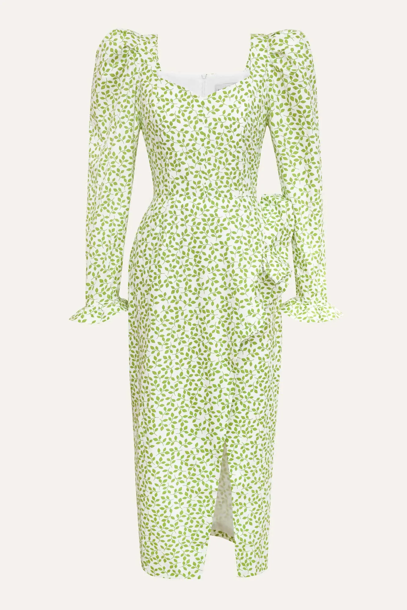 Long Sleeve Flounce Midi Dress