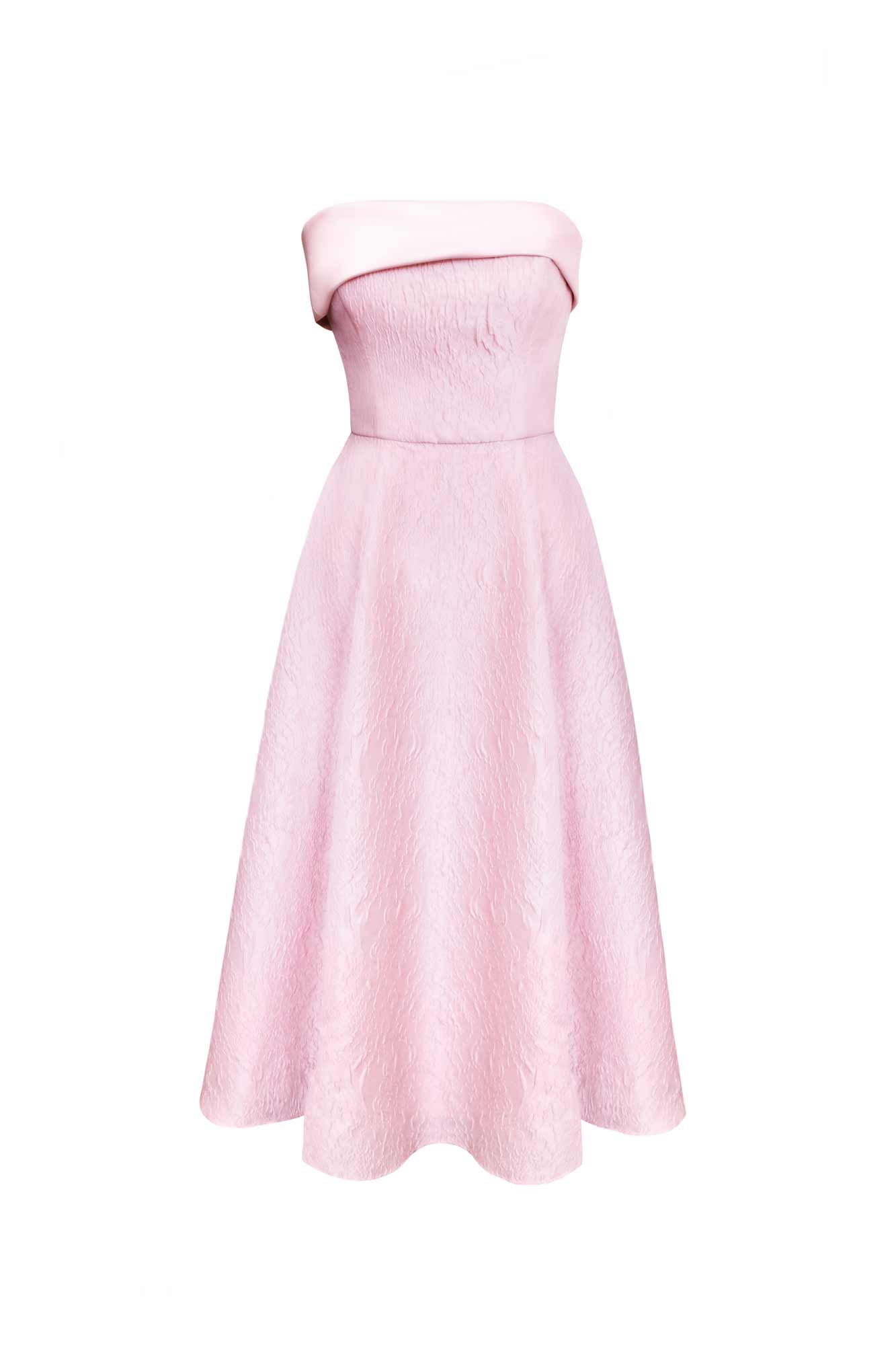 Jacquard Midi Dress with Satin Turn-up